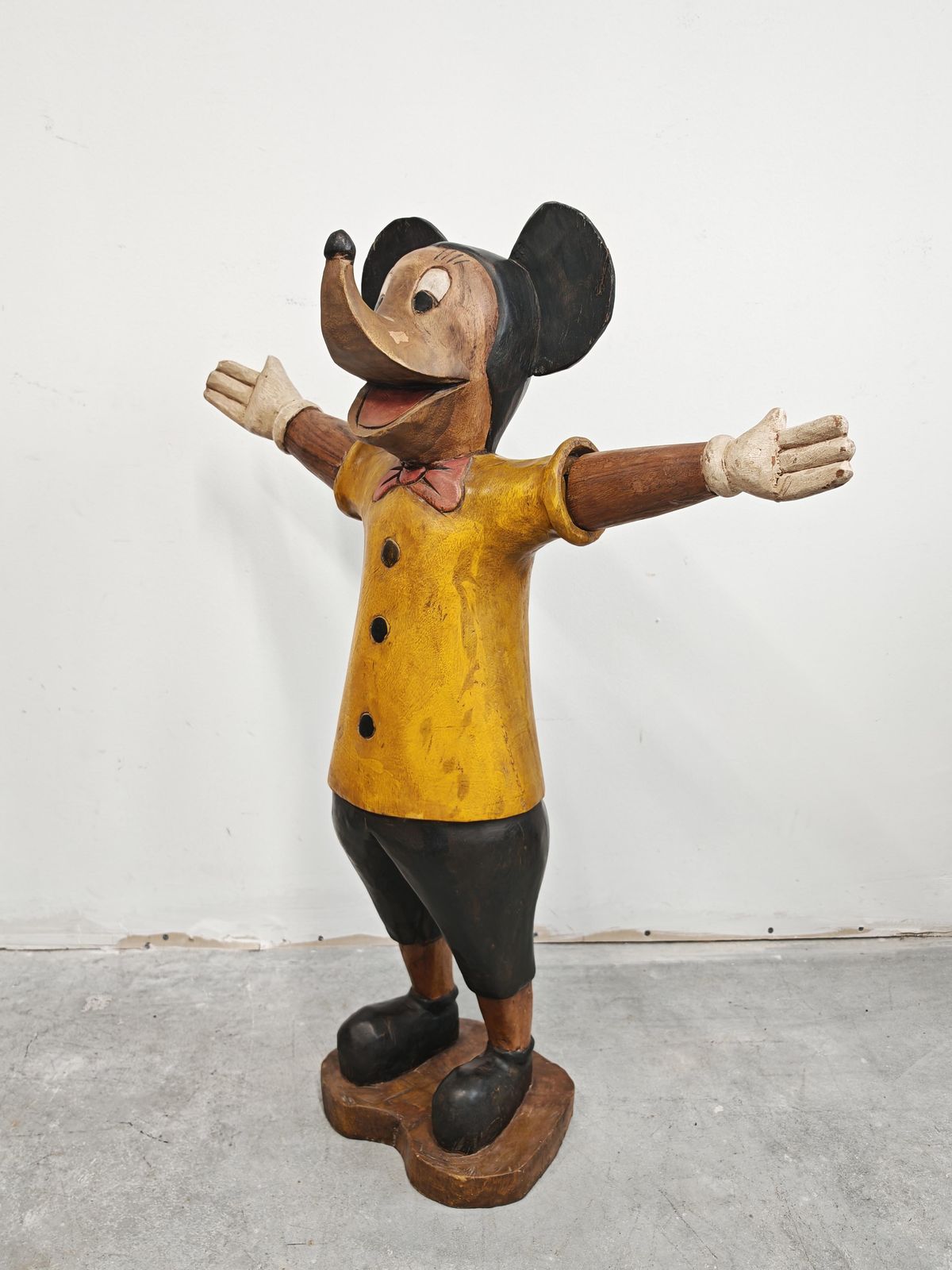 Vintage Hand Carved Xl Sculpture Of Mickey Mouse, USA 1940s photo for sale