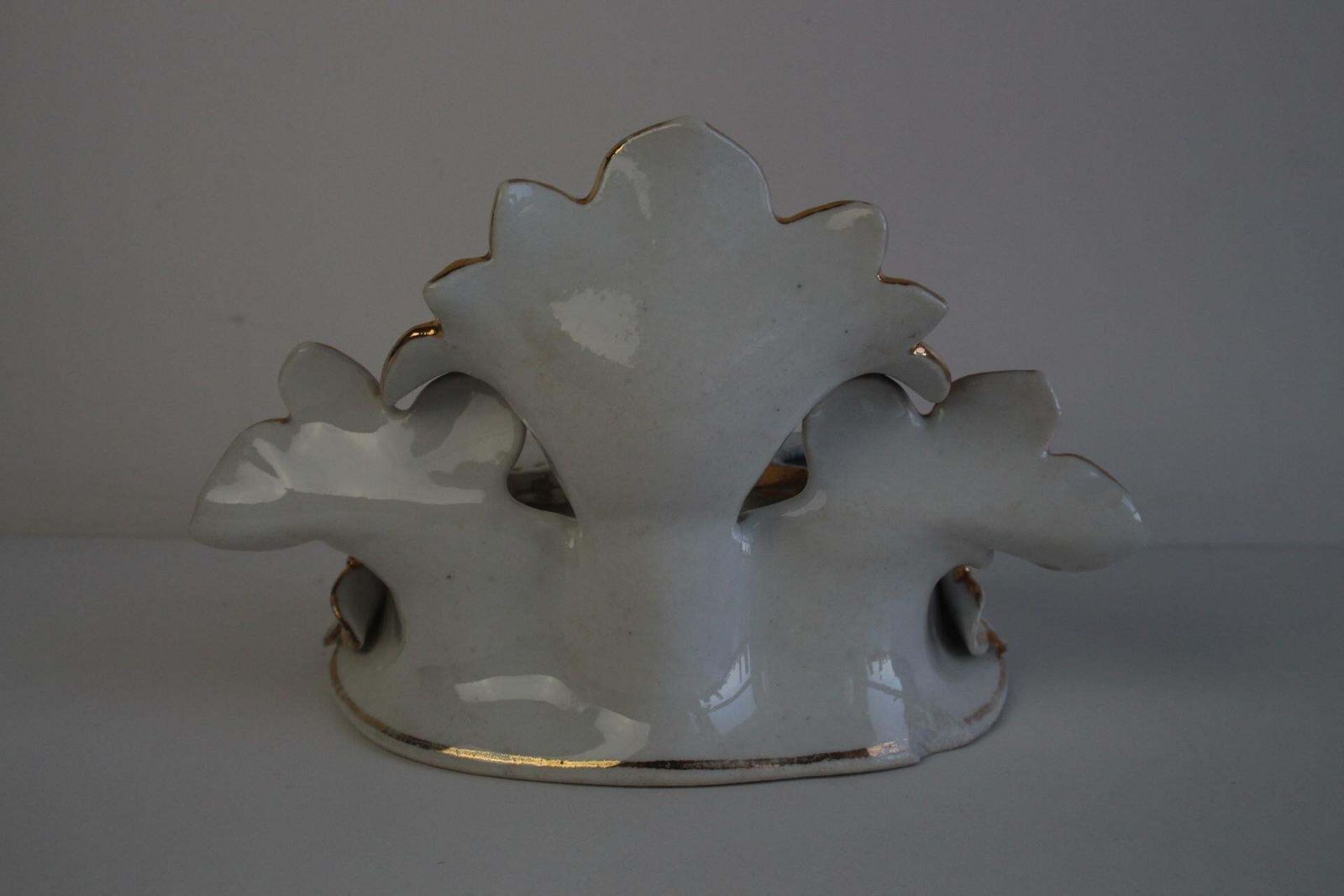 Antique Rare Porcelain Inkwell, Hand Painted, Gilded, Circa 1900's. photo 385.0