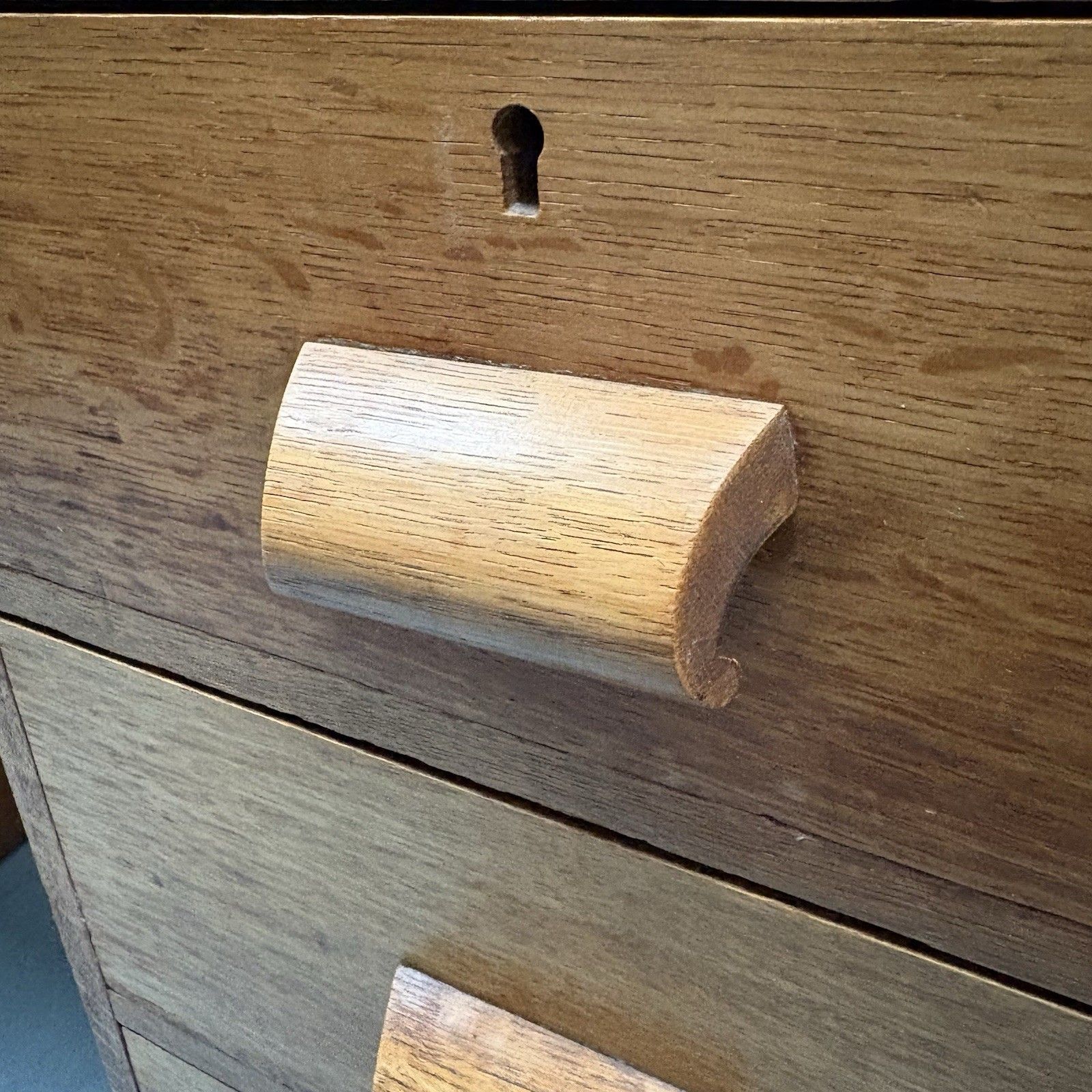 photo furniture Late 1930s English Oak Art Deco Modernist Twin Pedestal Writing Desk