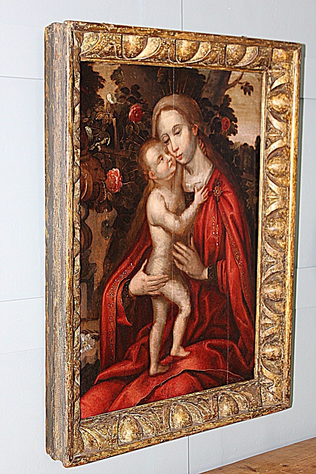 Madonna And Child In A Rose Garden’ – School Of Ambrosius Benson, Renaissance Oil Painting photo buy