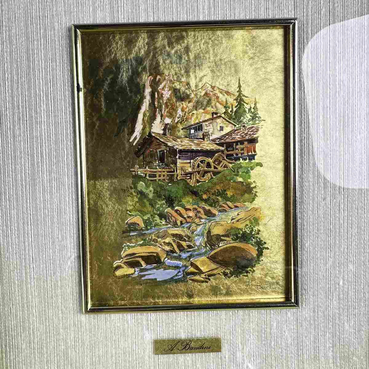 photo furniture Pair Of Chromolithography Paintings On 23 Kt Gold Leaf, A.Bandini
