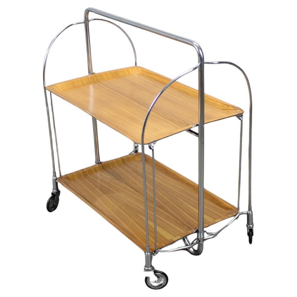 Mid Century Vintage Chrome And Folding Serving Trolley, 1950's