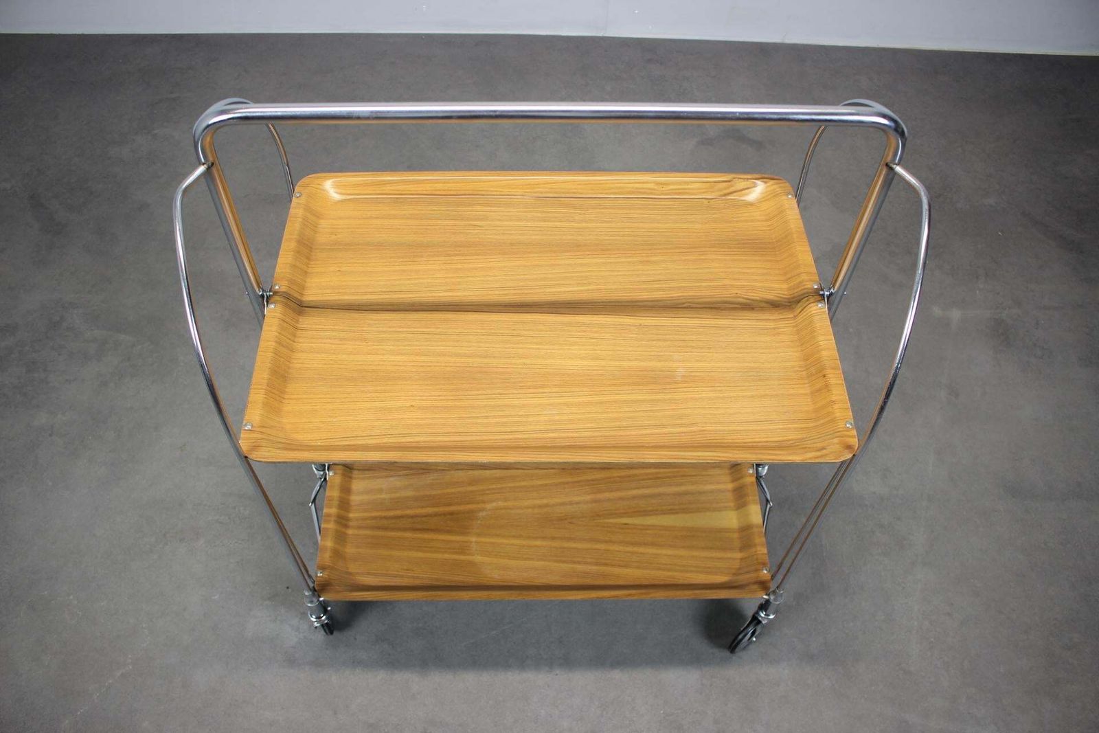 Mid Century Vintage Chrome And Folding Serving Trolley, 1950's photo for sale