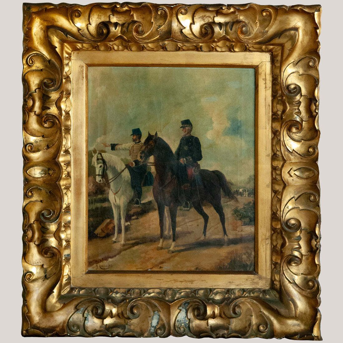 Militaire Officieren Te Paard – Gesigneerd J. Cusachs photo furniture