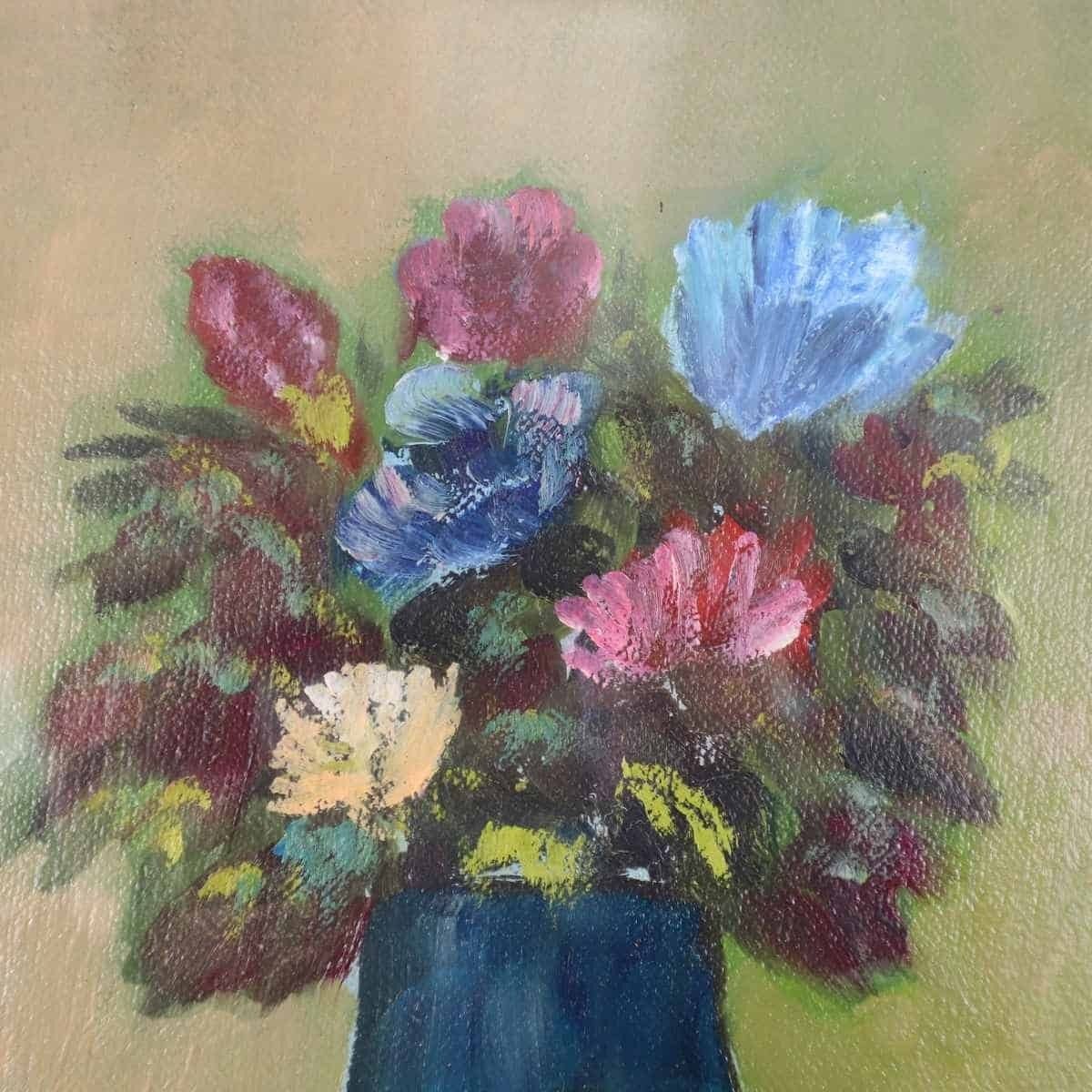 Oil Painting On Canvas Vase Of Flowers photo for sale
