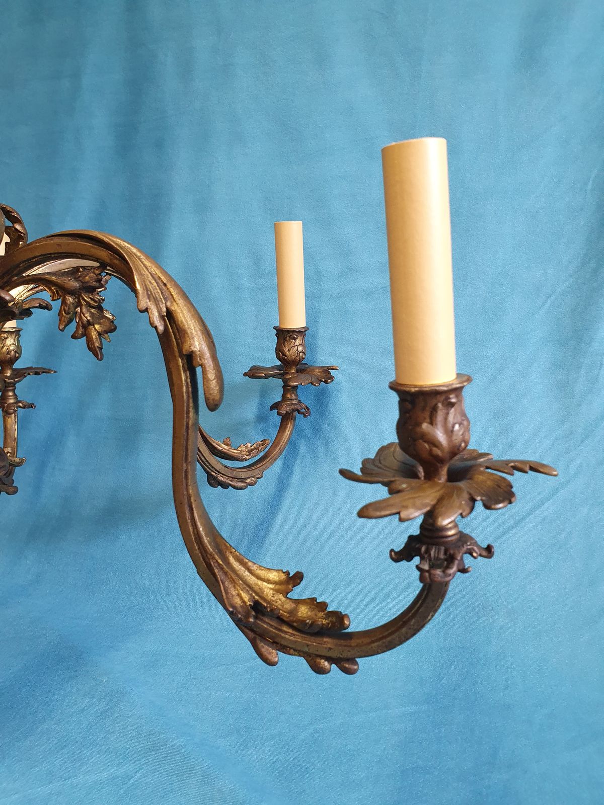 995.0 6 Arm Large Brass Chandelier French 30" photo