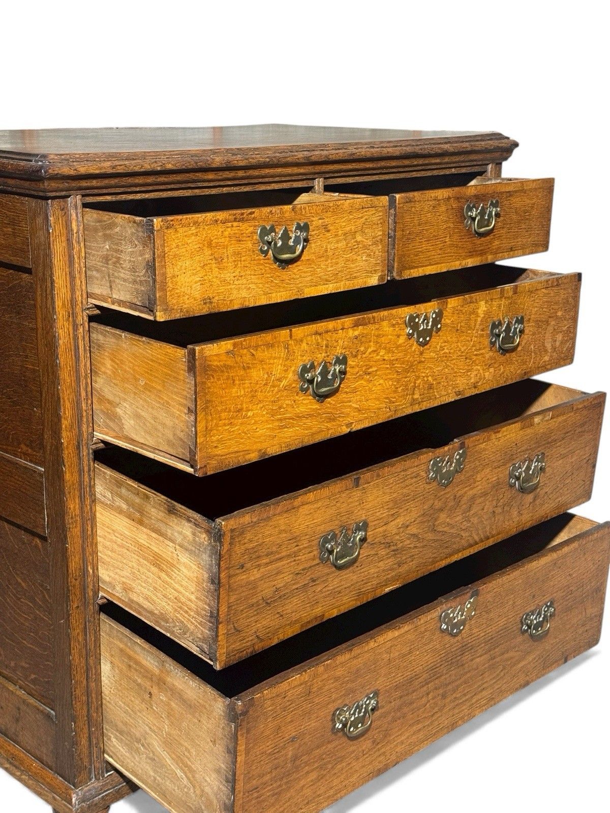 Antique William And Mary Oak Chest Of Drawers Cross Banded Provincial Chest Rare photo furniture