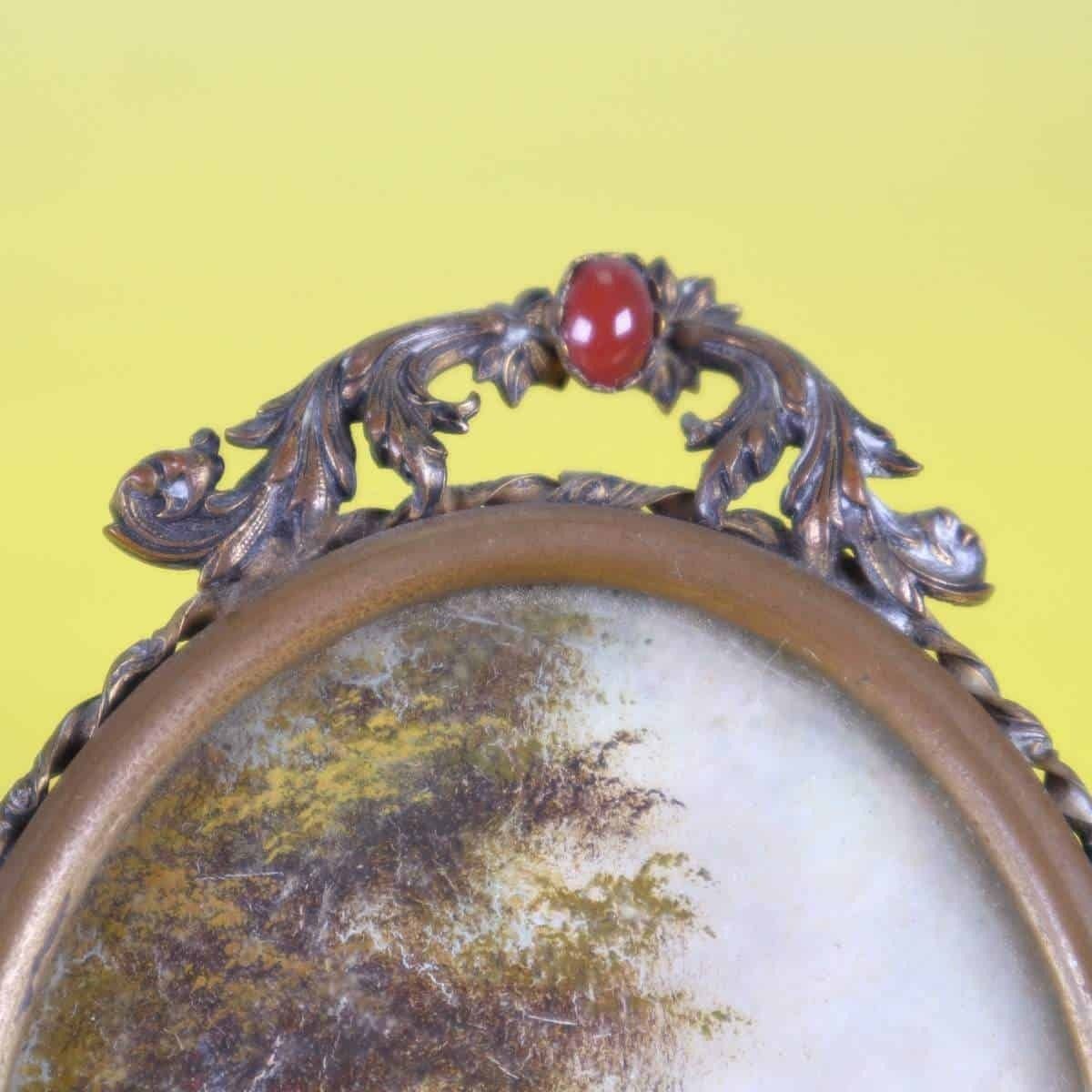 Miniature Painting With Vintage Metal Jewel Frame