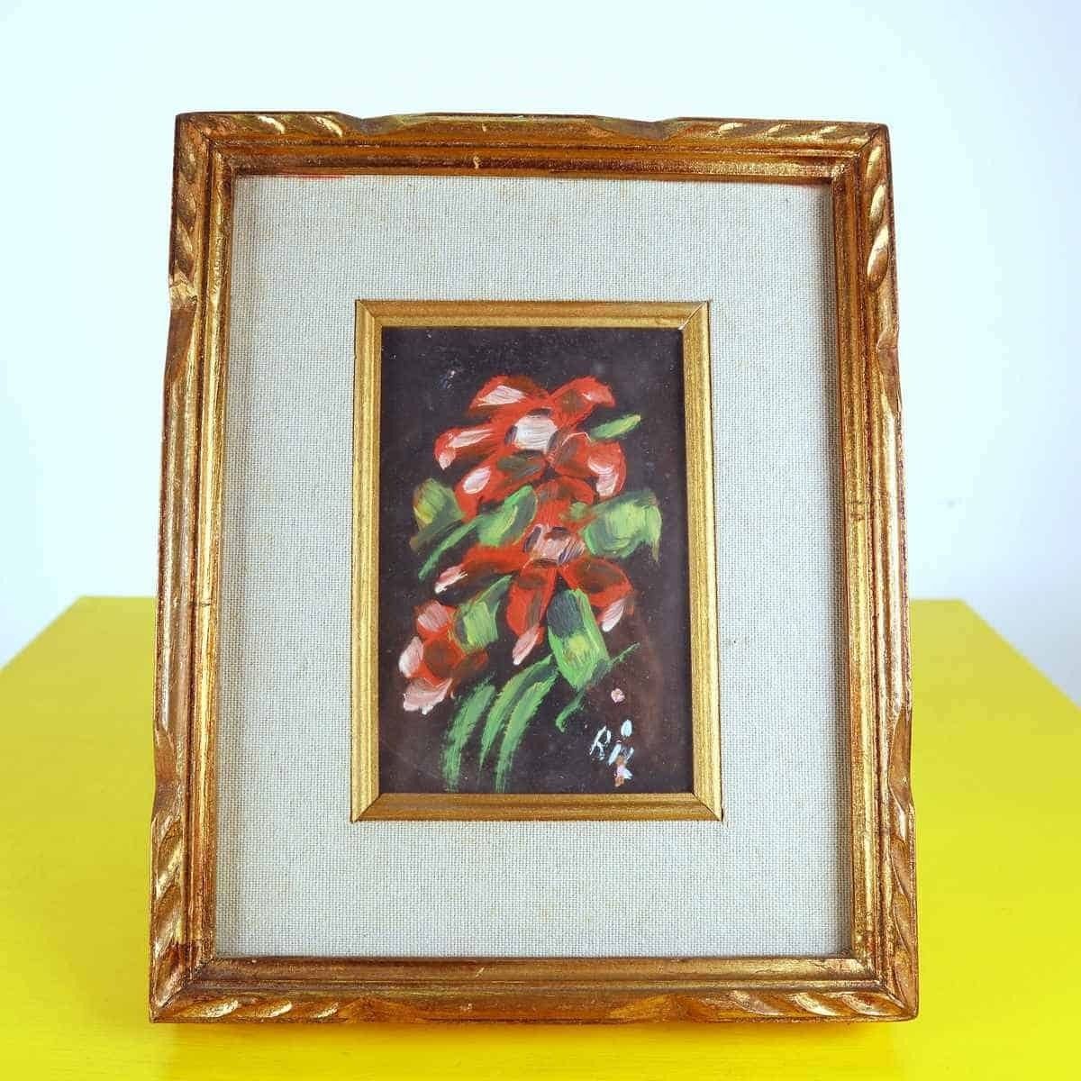 Vintage Oil Painting Of Flowers photo furniture