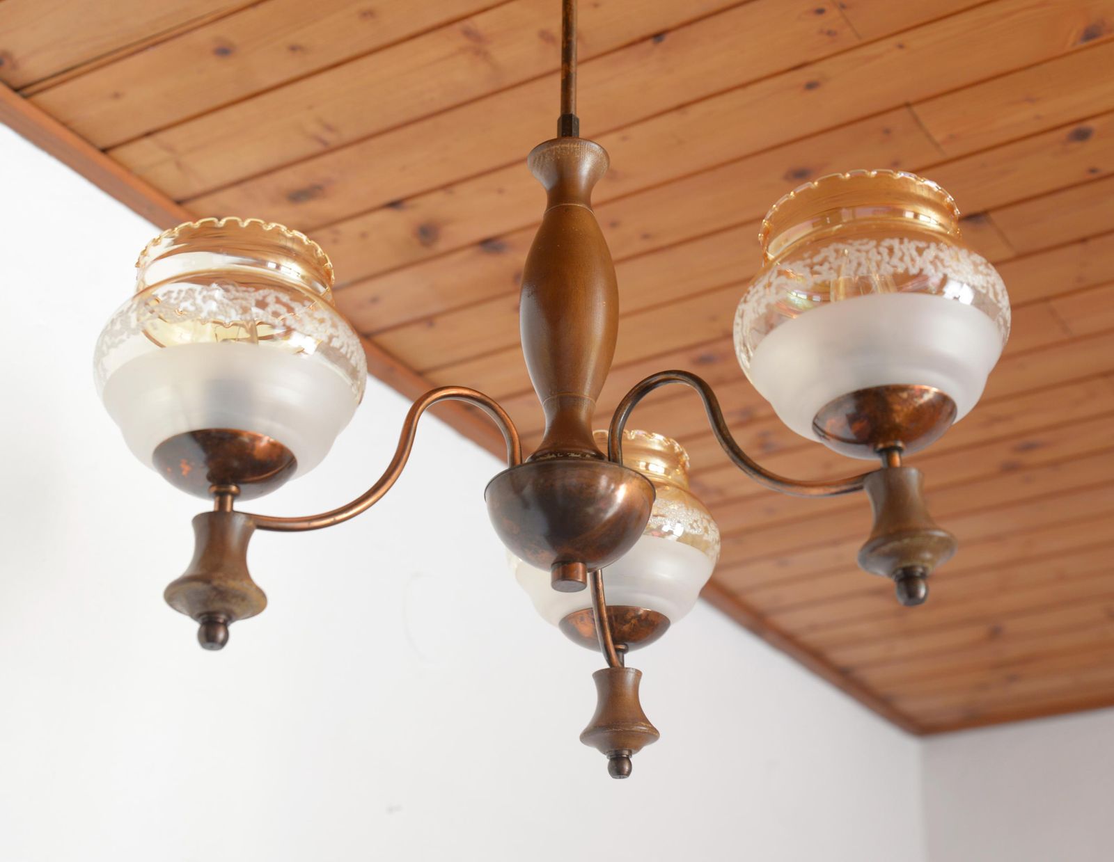 Vintage Pendant Light  / Mid Century Rustic Lamp / Wooden Hanging Lamp / Colonial Chandelier From 1970's photo Lighting