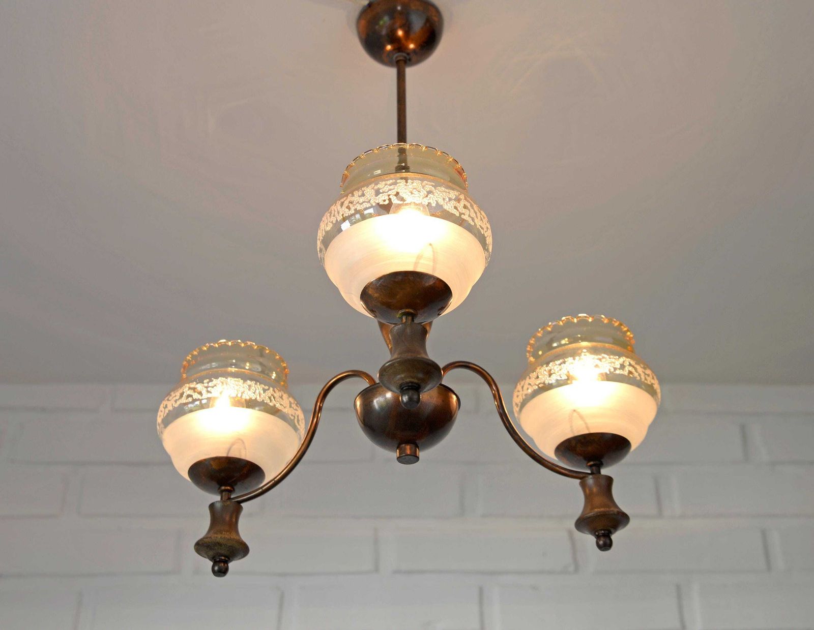 Vintage Pendant Light  / Mid Century Rustic Lamp / Wooden Hanging Lamp / Colonial Chandelier From 1970's photo buy