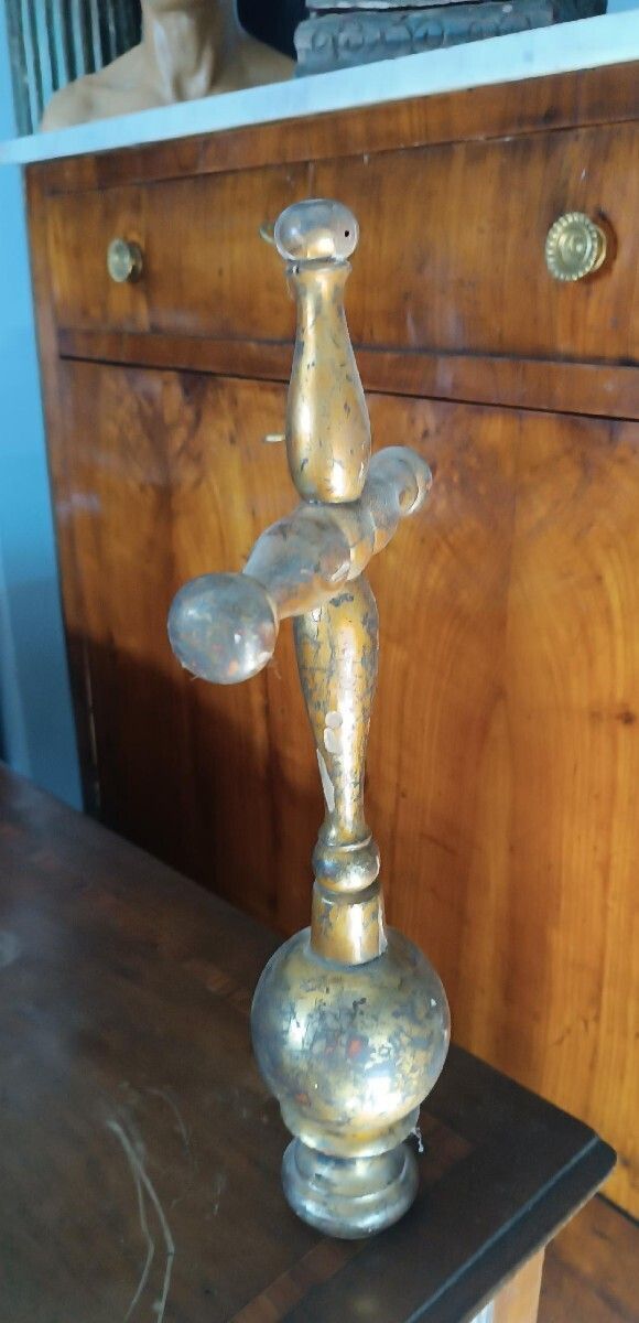 Antique Gilded Wooden Processional Cross photo Art