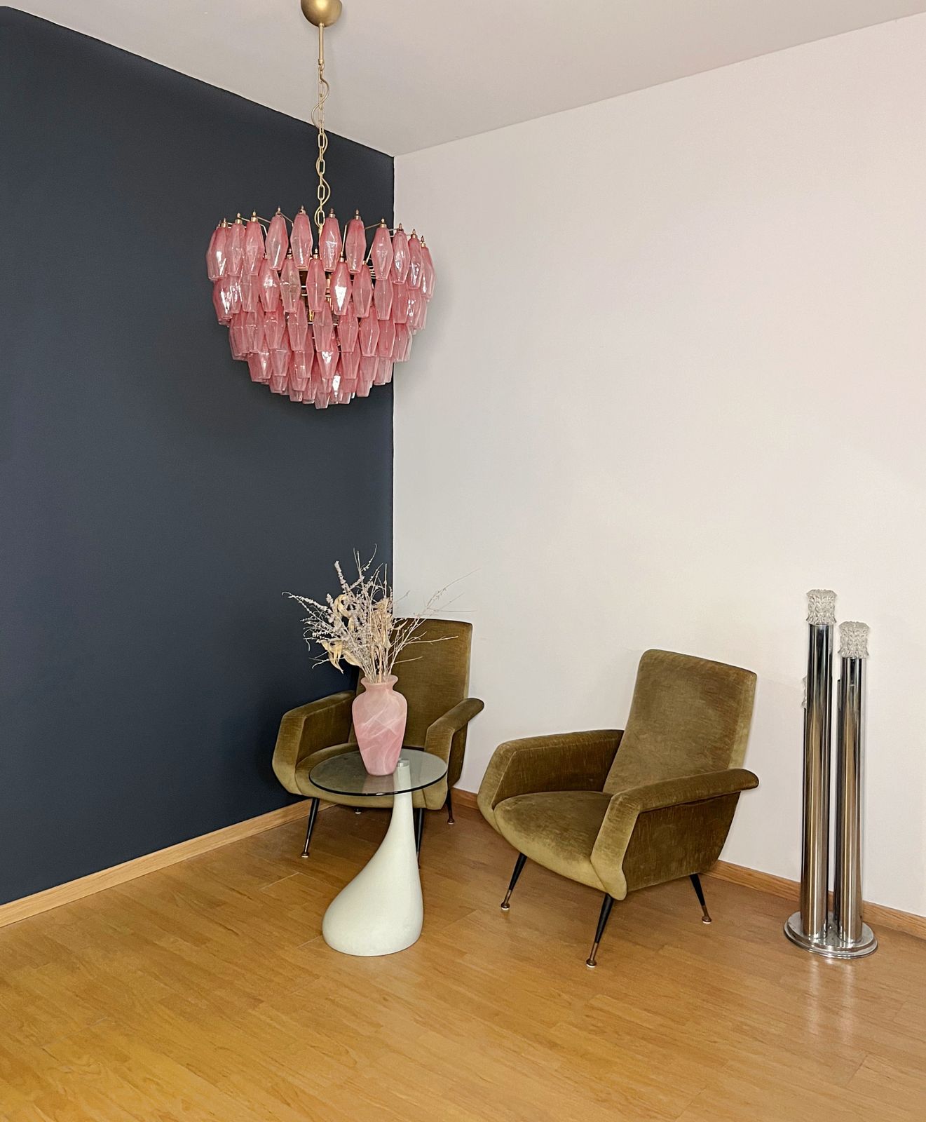 Amazing Murano Glass Candelier – 111  Pink Alabaster Poliedri photo furniture