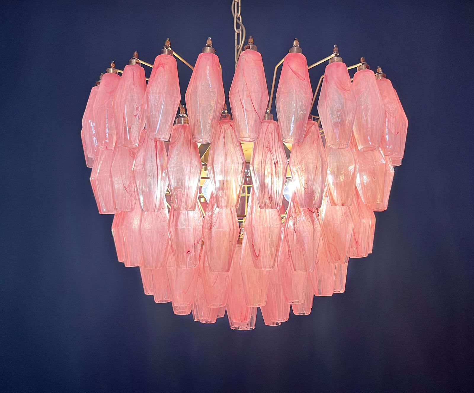 2530.0 Amazing Murano Glass Candelier – 111  Pink Alabaster Poliedri photo