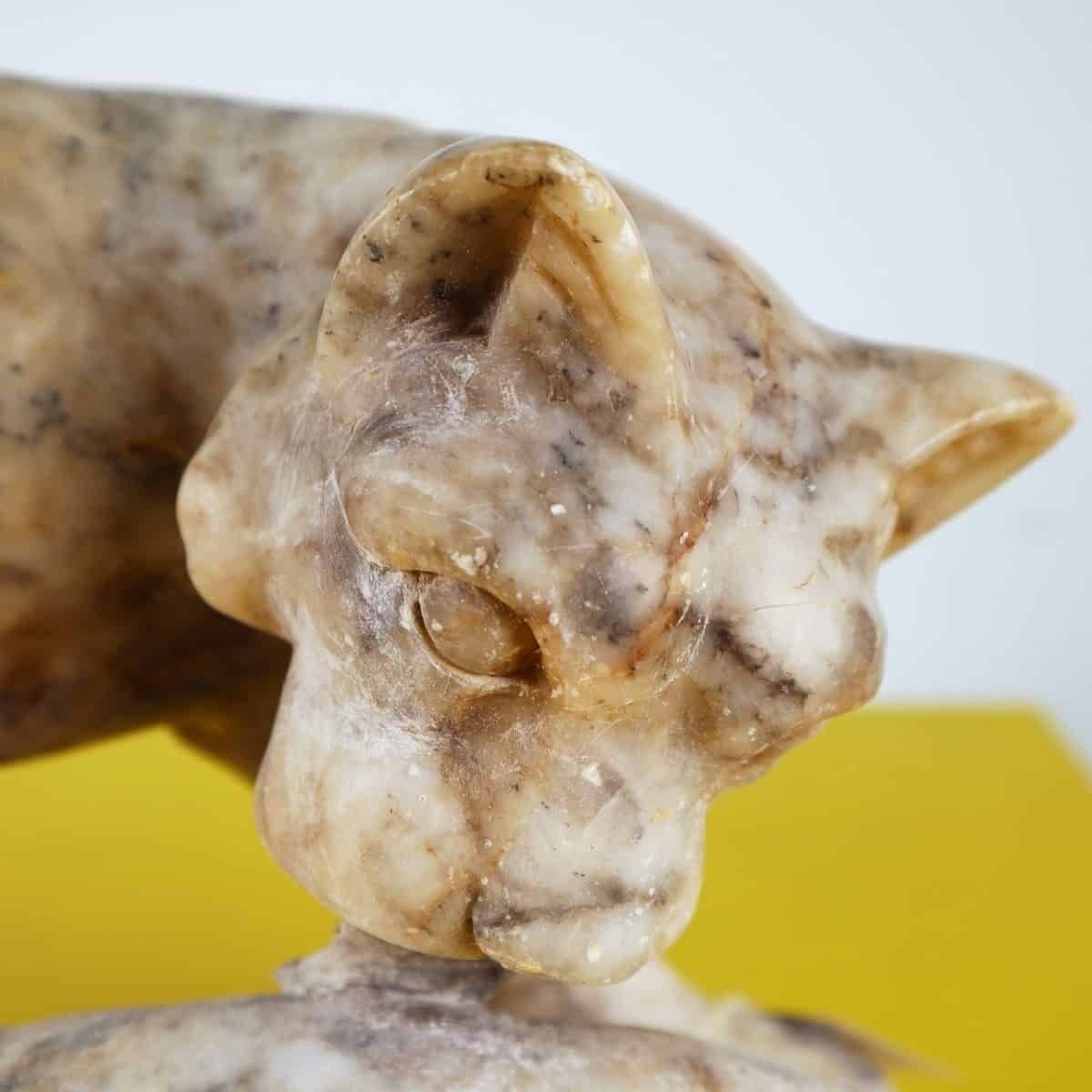Marble Sculpture Statue Of A Feline With Cubs photo furniture