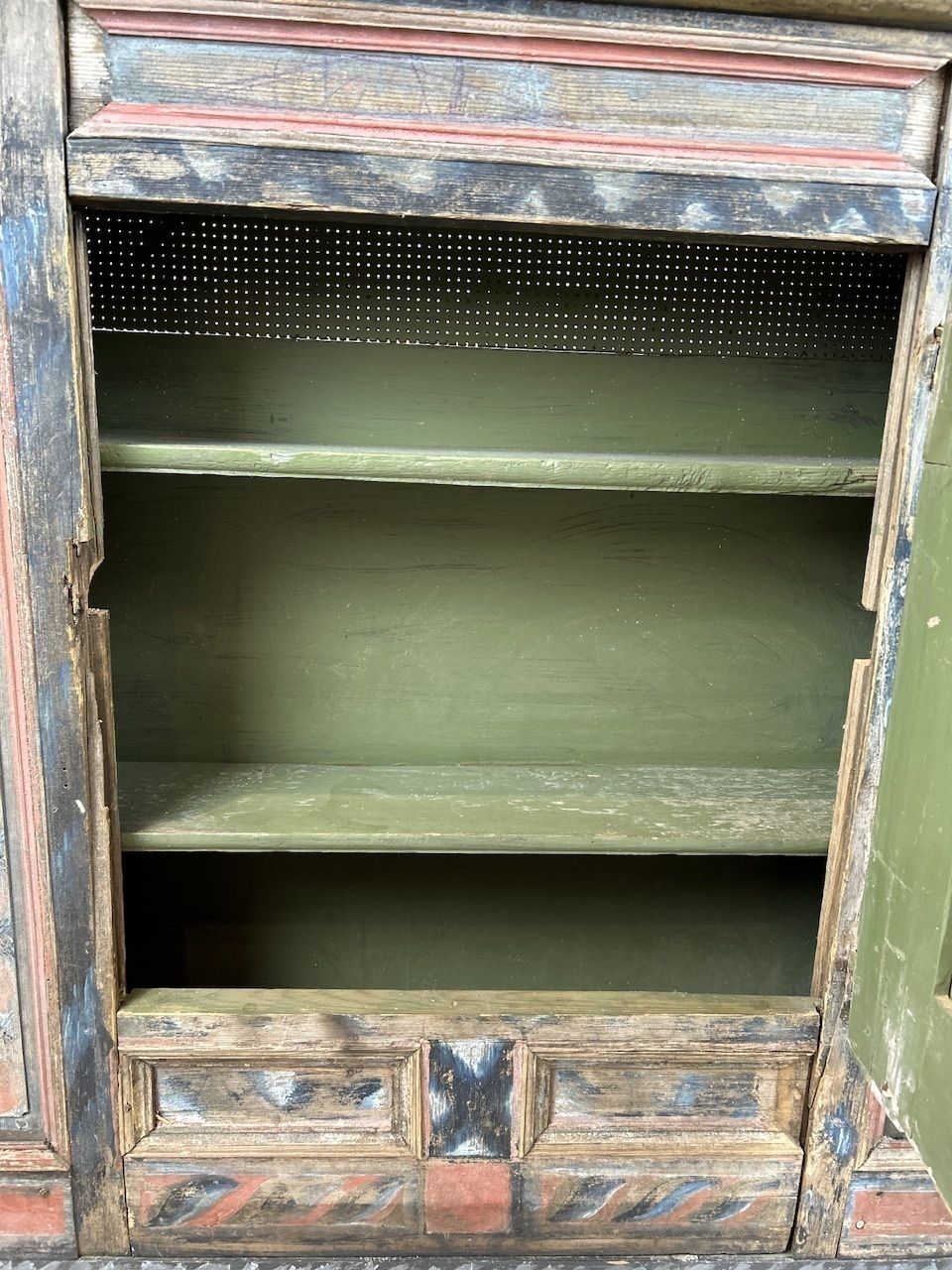 Antique Painted Swedish Wooden Wall Cupboard photo Furniture