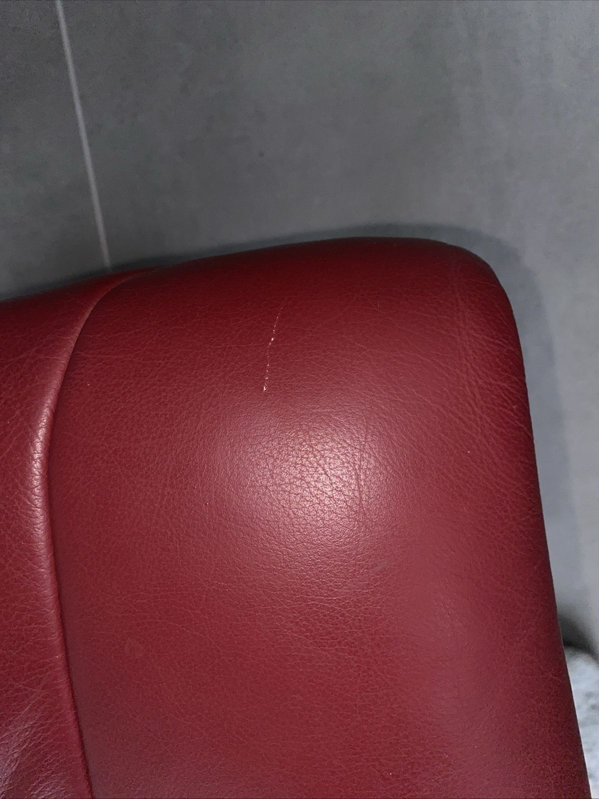 250.0 Vintage Danish Somo A/C Red Leather Reclining Chair And Foot Rest photo