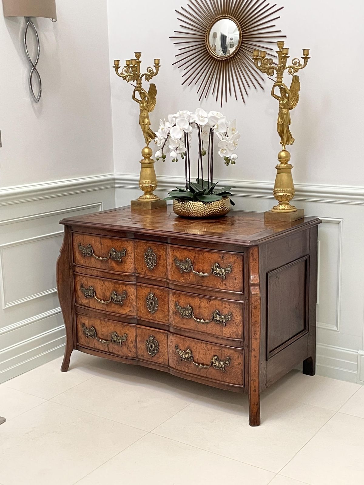 Furniture Rare Early 18th Century Louis XV Provincial Burr Elm Mazarin Commode photo