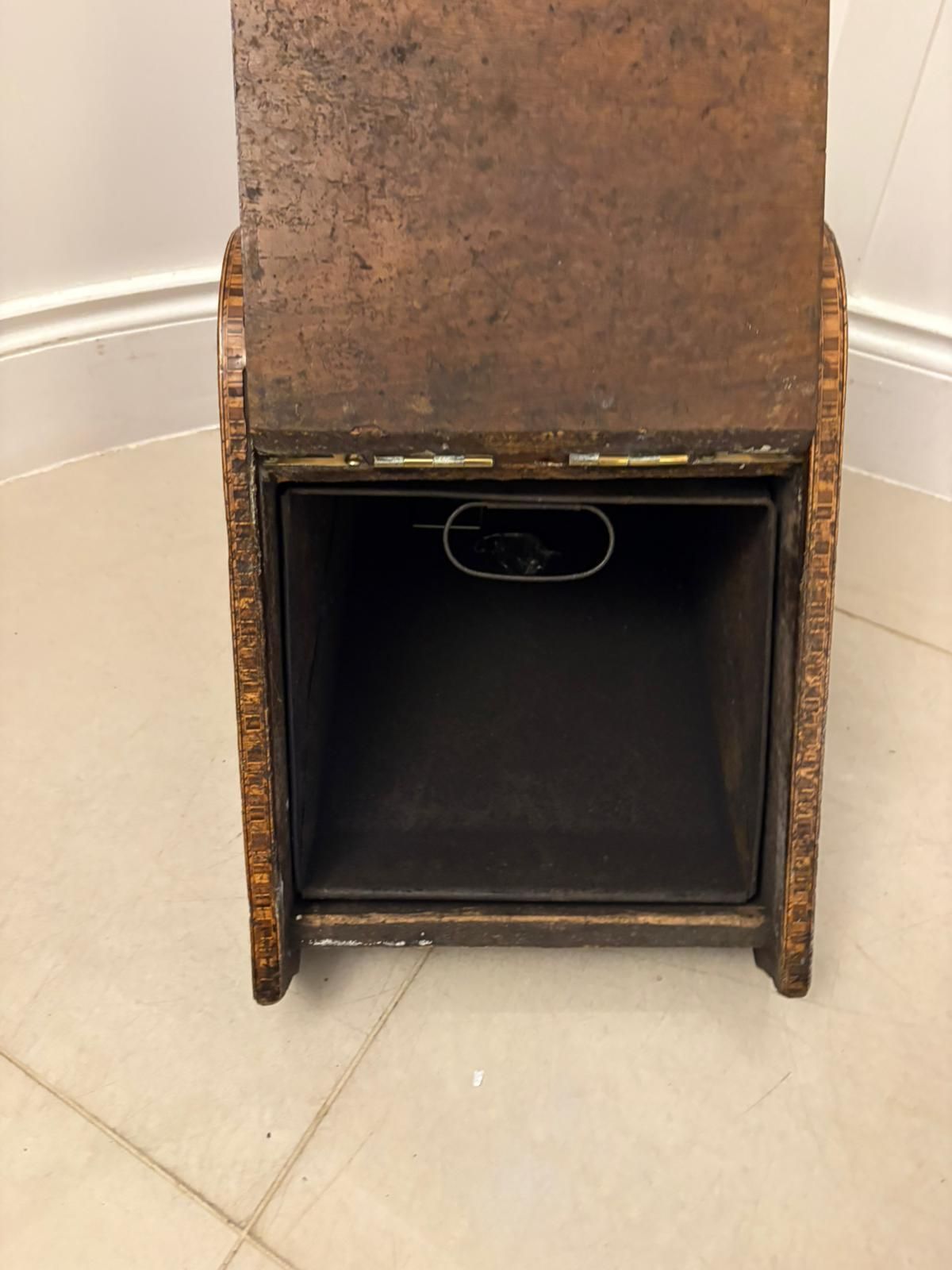 Antique  19th Century Quality Brass Mounted Walnut Coal Scuttle photo for sale