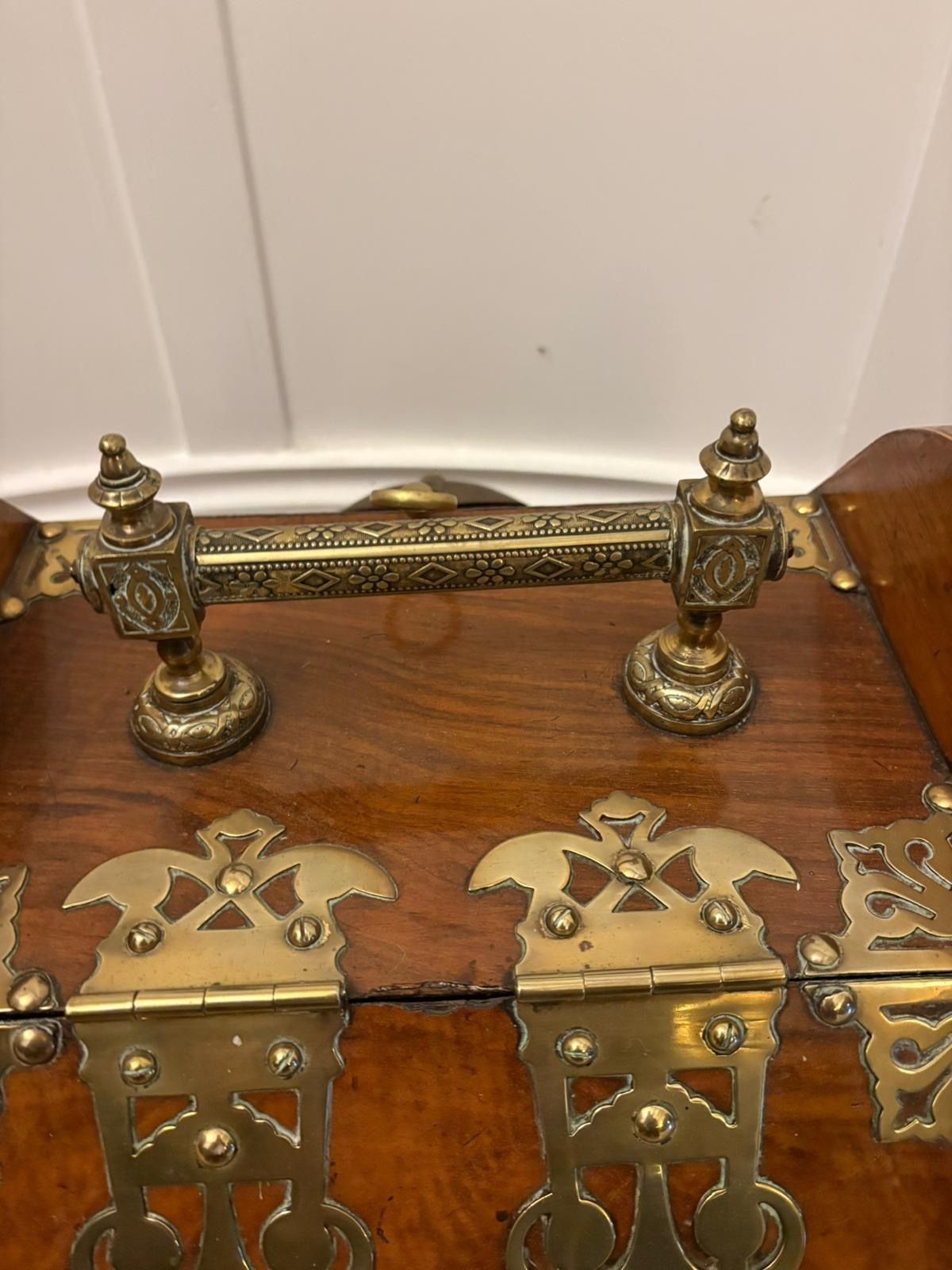 Antique  19th Century Quality Brass Mounted Walnut Coal Scuttle photo buy