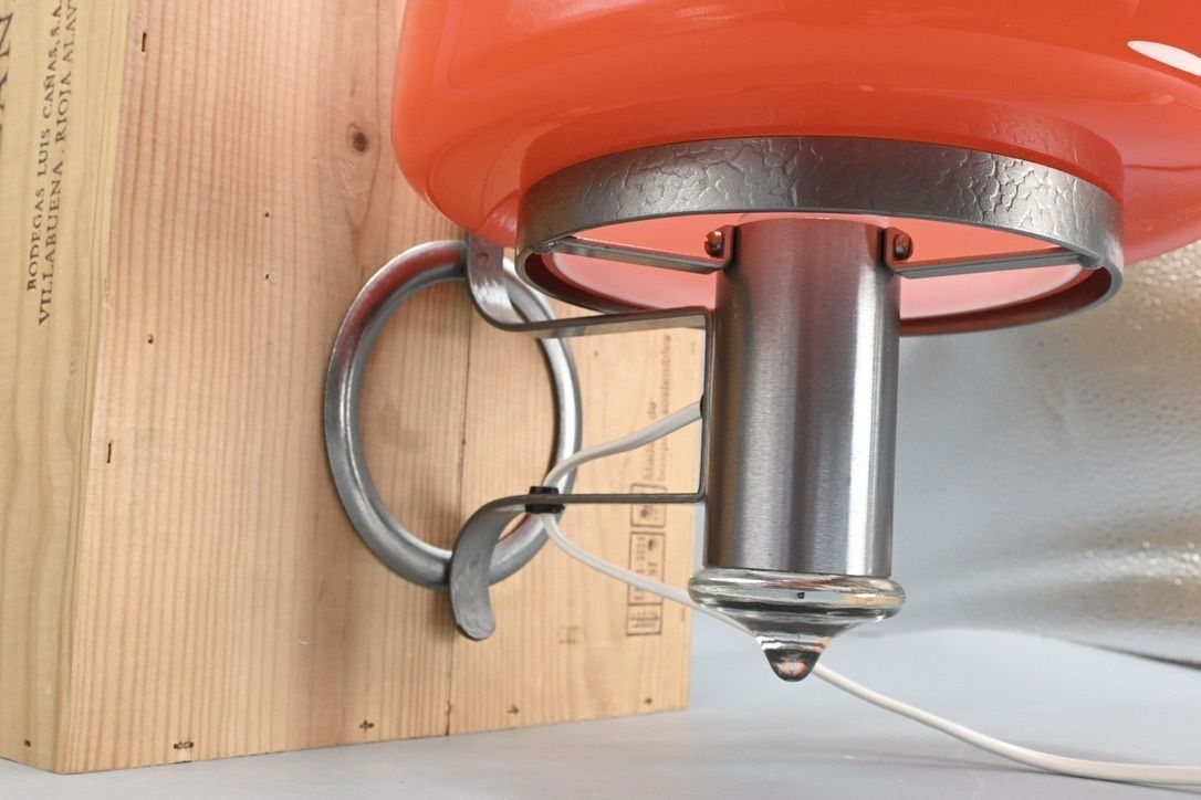 Midcentury Metal With Orange Glass Mushroom Style Wall Lamp By öjg Sweden, 1970s photo buy