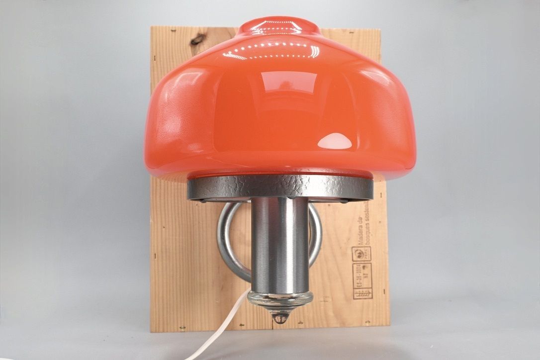 photo furniture Midcentury Metal With Orange Glass Mushroom Style Wall Lamp By öjg Sweden, 1970s