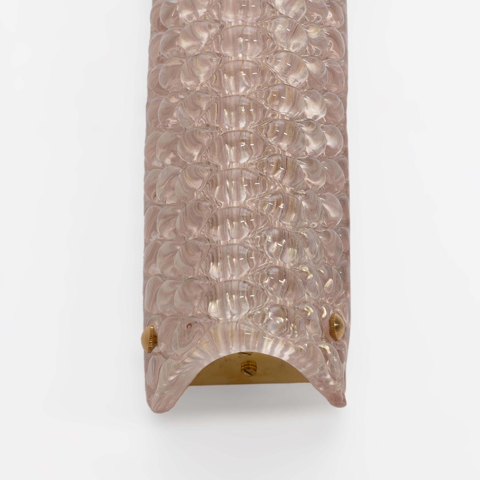 Pair Of Modern Italian Brass And Murano Glass Textured Light Pink Wall Sconces photo vintage