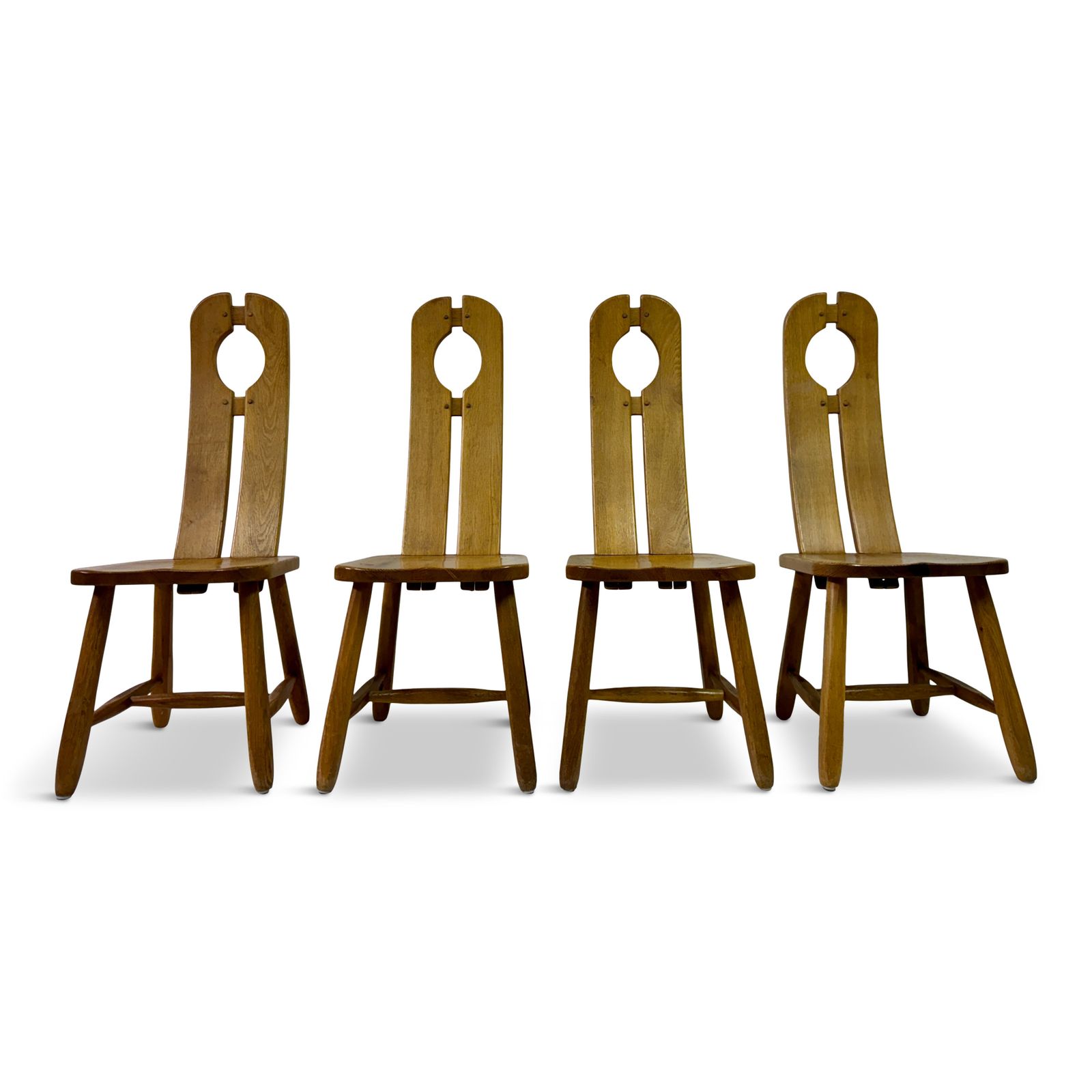 Set Of Four 1960s Oak Dining Chairs By De Puydt