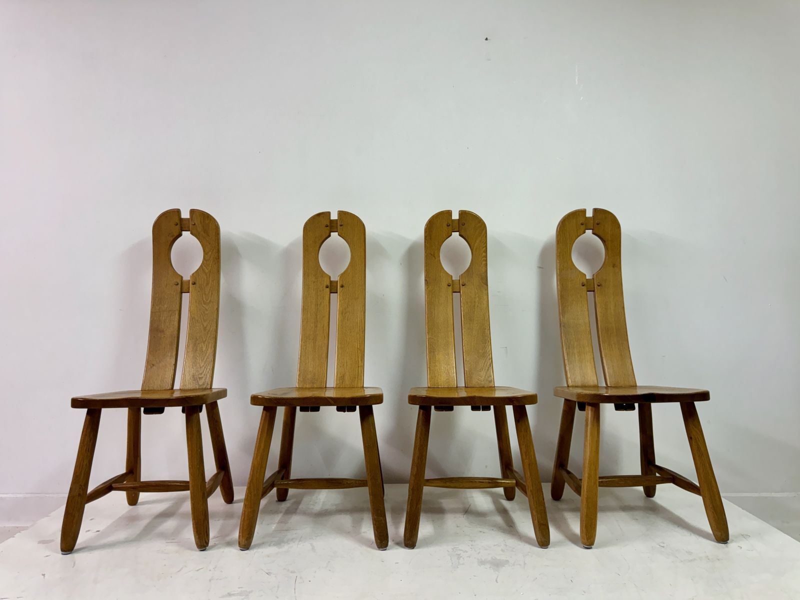 Set Of Four 1960s Oak Dining Chairs By De Puydt photo Furniture