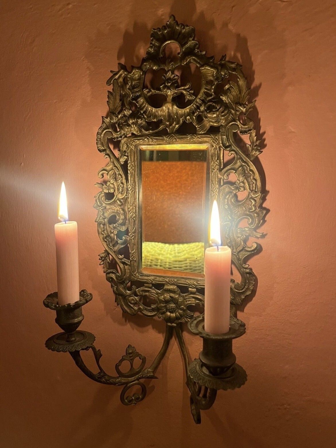A Pair Of Antique French Mirrored Wall Sconces (Early 19th Century) photo furniture