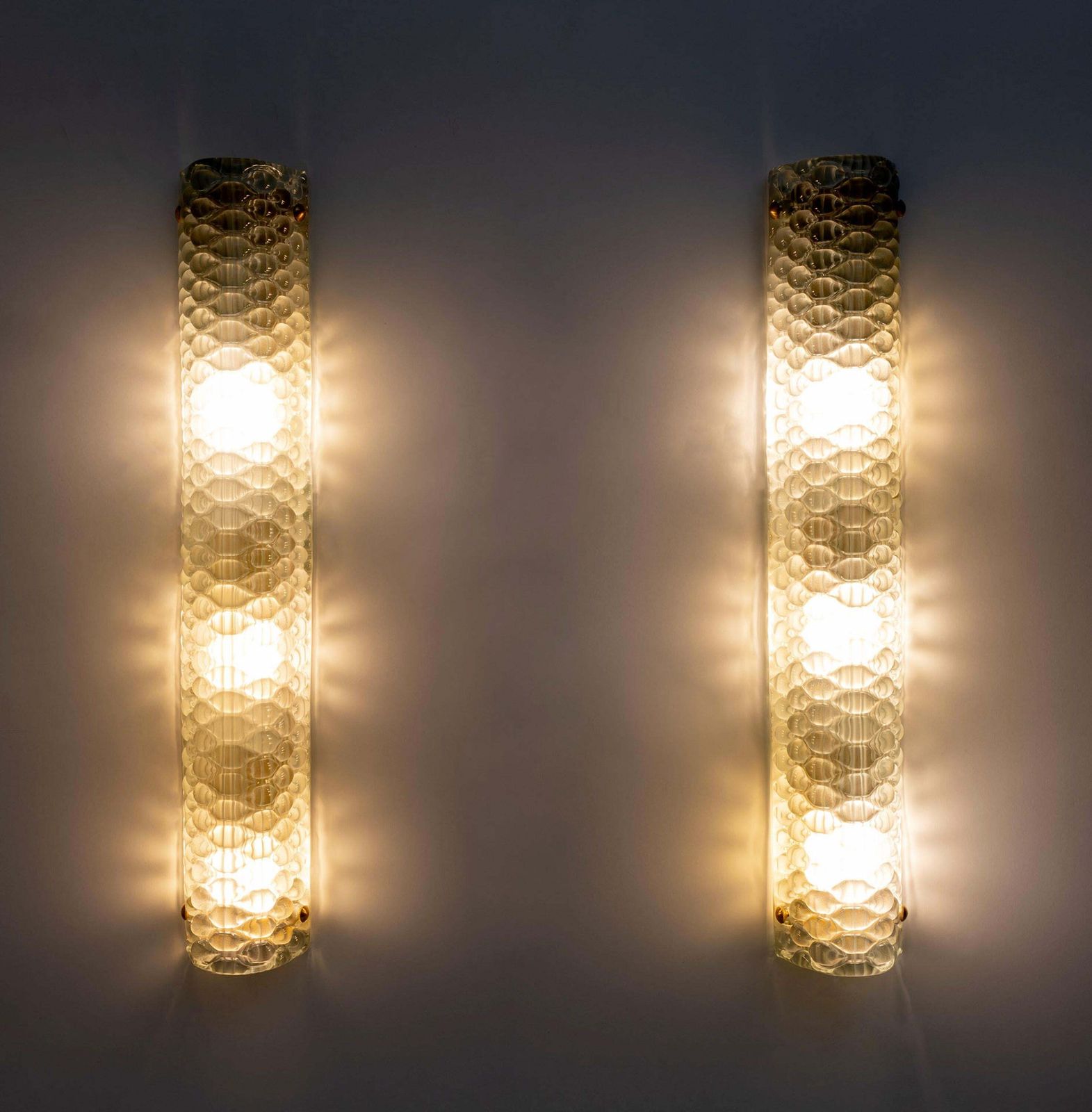 Pair Of Modern Italian Brass And Murano Glass Textured Light Green Wall Sconces photo furniture
