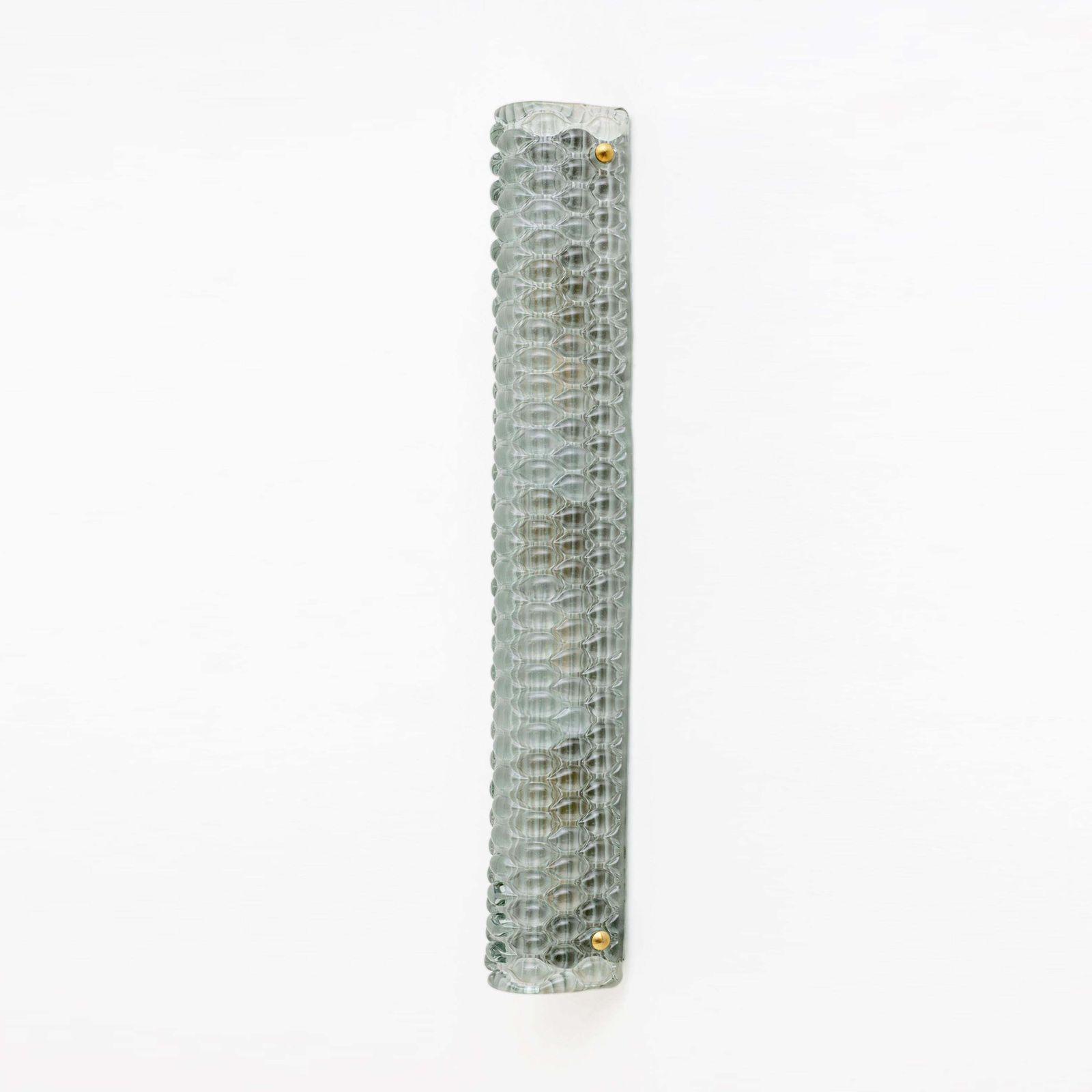 Pair Of Modern Italian Brass And Murano Glass Textured Light Green Wall Sconces photo 2113.0