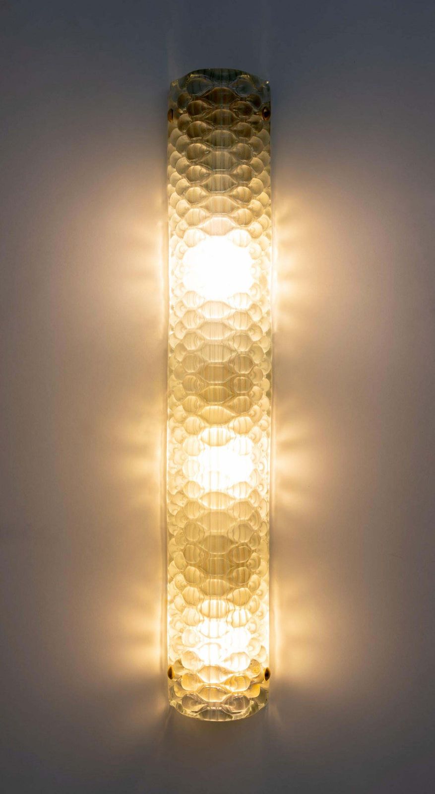 Pair Of Modern Italian Brass And Murano Glass Textured Light Green Wall Sconces photo vinterior