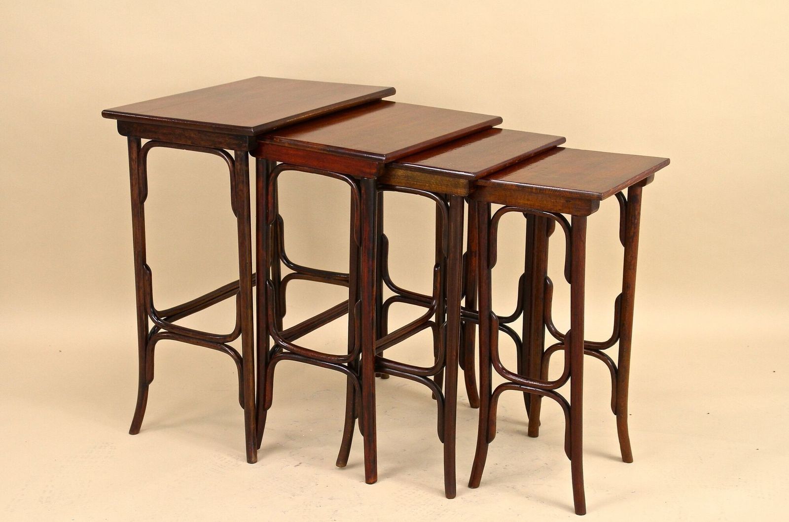 20th Century Art Nouveau Bentwood Nesting Tables By Thonet, Austria Circa 1905 photo vintage