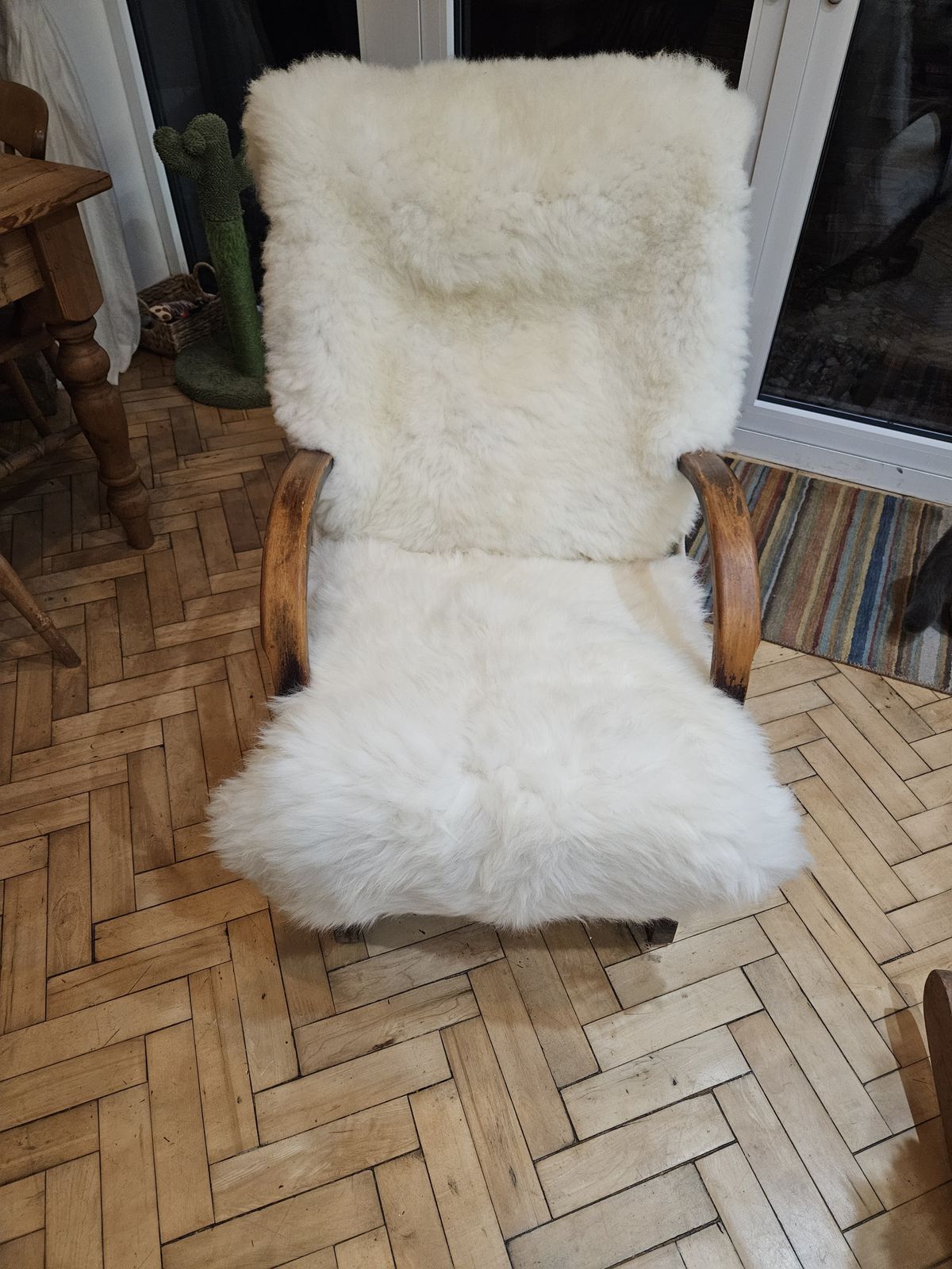 Sheep Skin Art Deco Fireside Rocking Chair