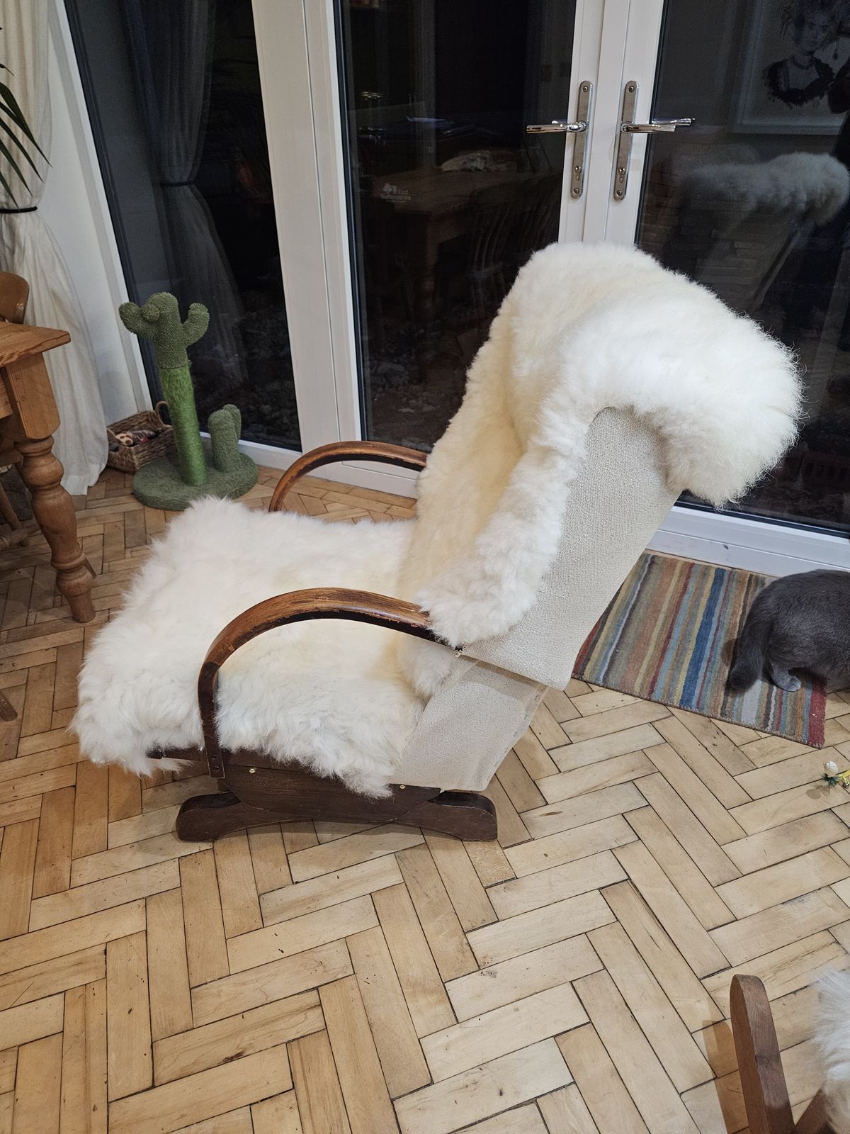 Sheep Skin Art Deco Fireside Rocking Chair photo furniture