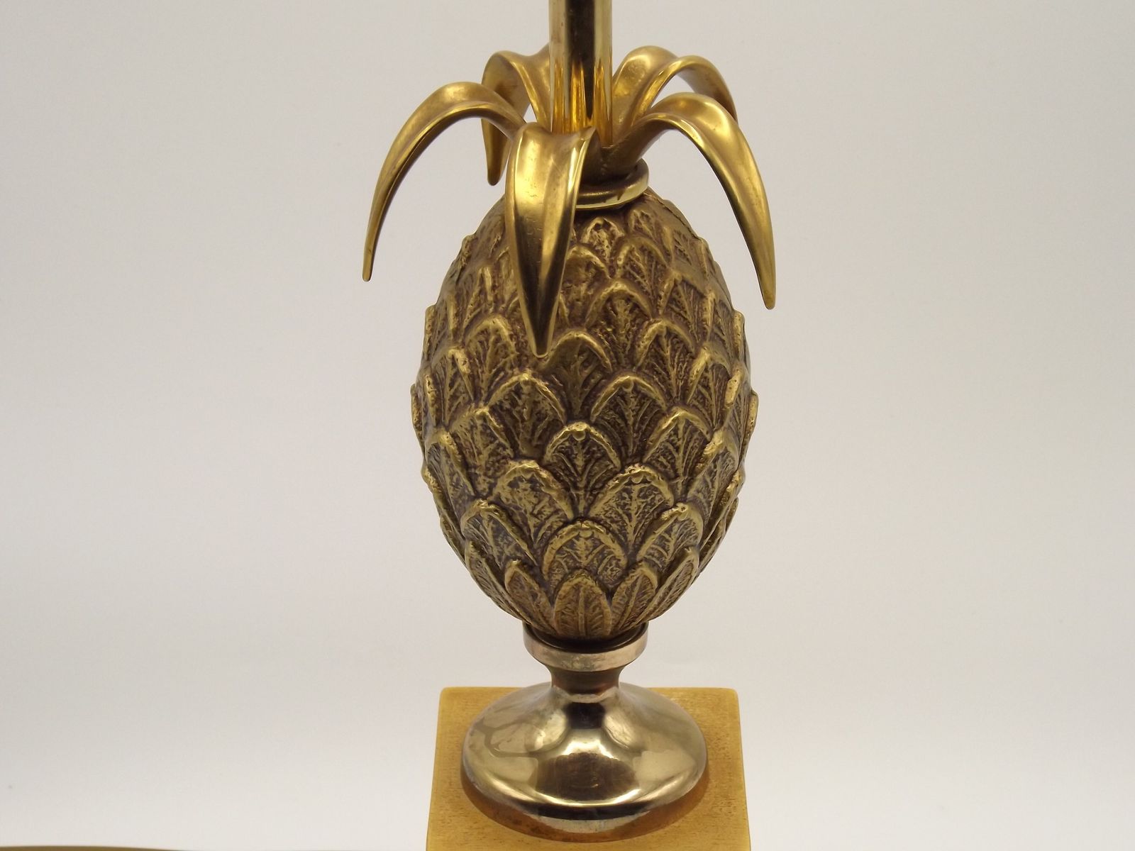 295.0 French Vintage 1970s Brass And Metal Pineapple Lamp Base In The Style Of Maison Jansen photo