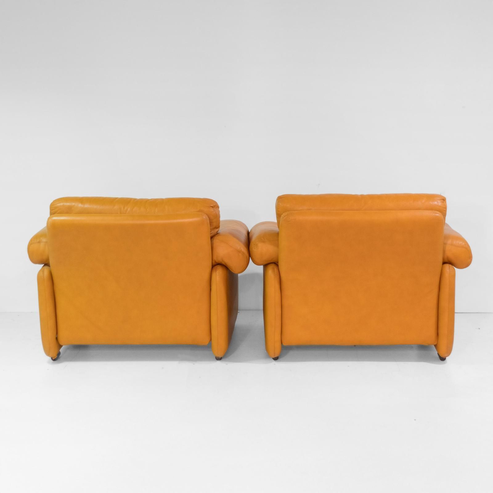 Furniture 1970 Vintage Coronado Brown Leather Armchairs By Tobia Scarpa For C&B Italia photo