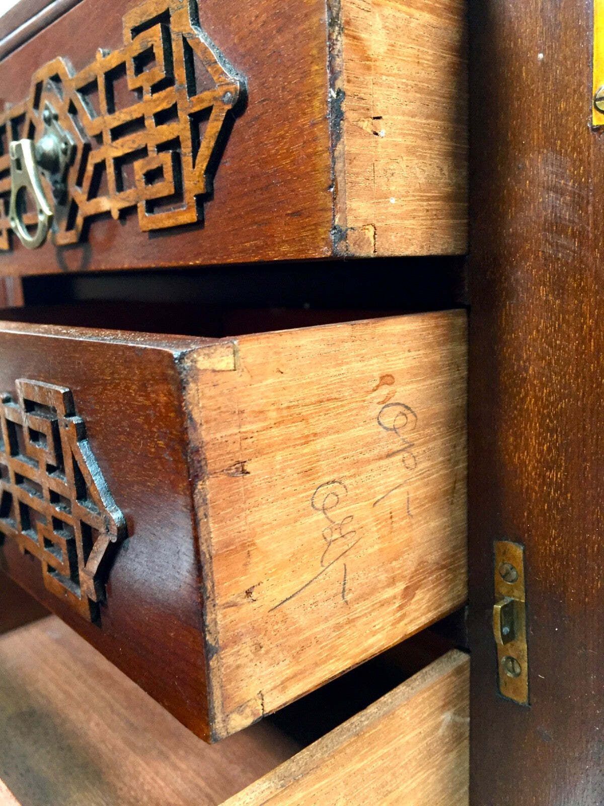 Antique Edwardian Wooden Tabletop Desk Filing Chest Of Drawers Cabinet Box C1910 photo buy
