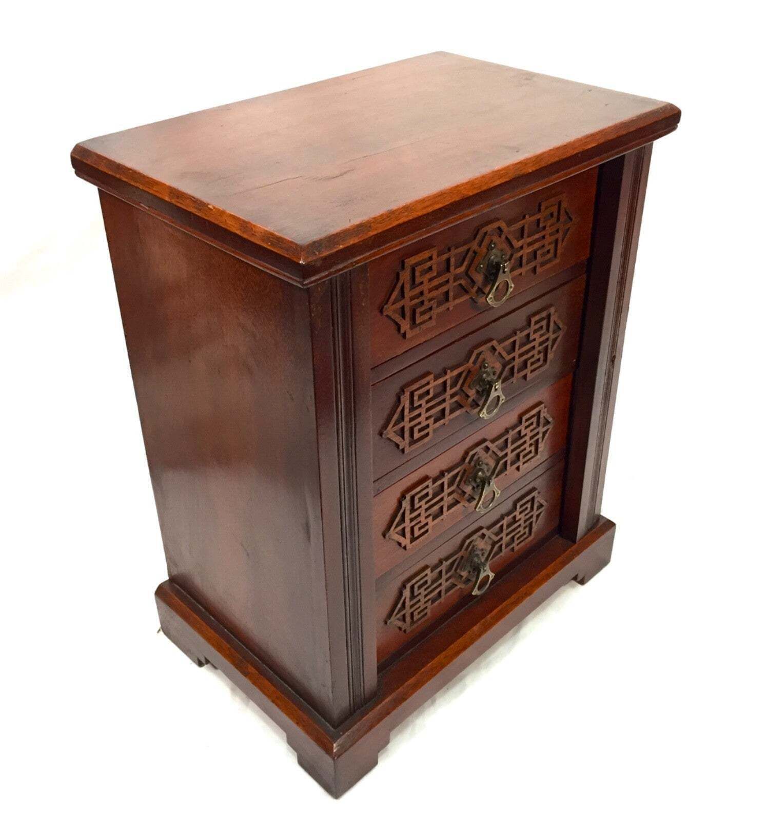 photo for sale Antique Edwardian Wooden Tabletop Desk Filing Chest Of Drawers Cabinet Box C1910