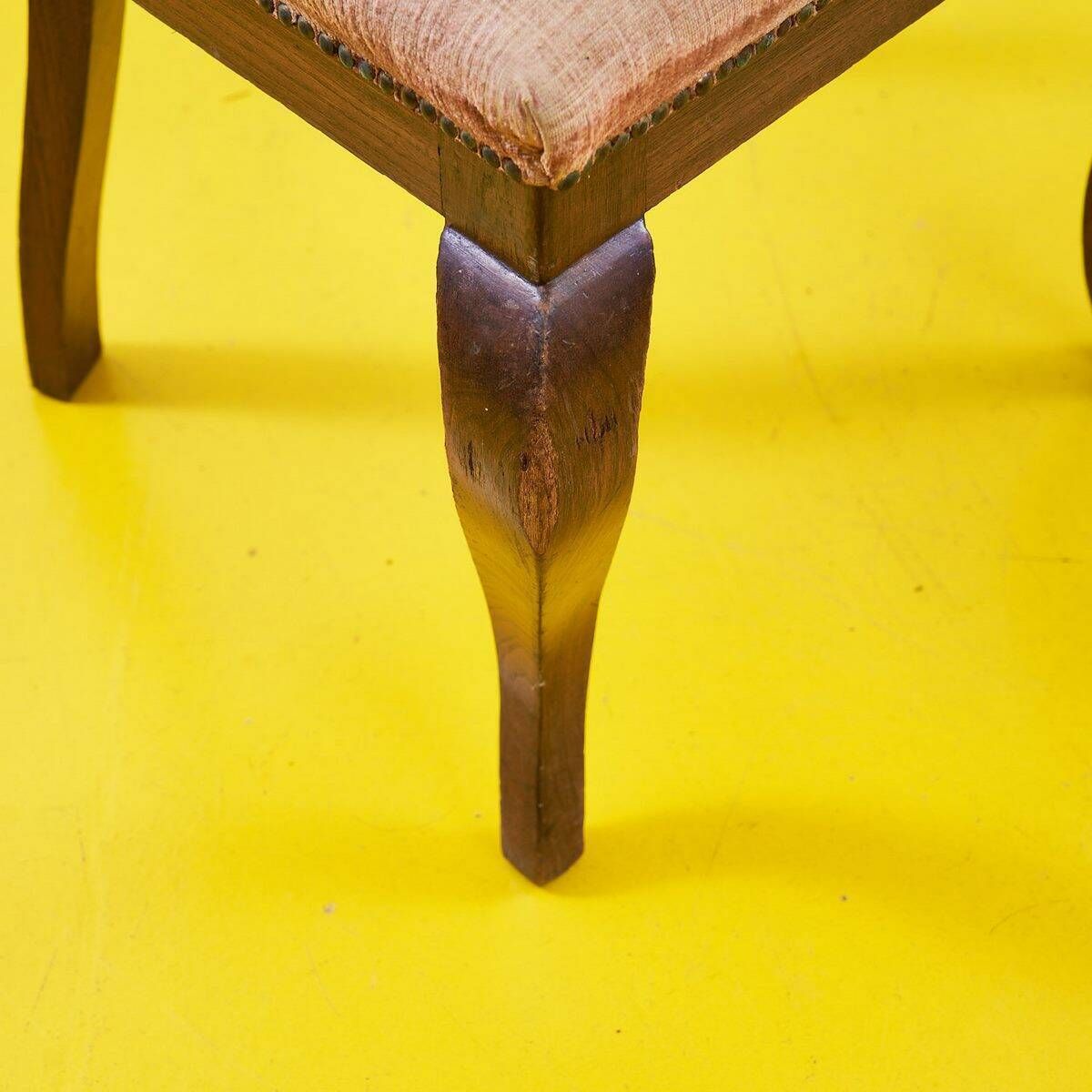 Vintage Wooden Chair Covered In Pink Fabric photo furniture