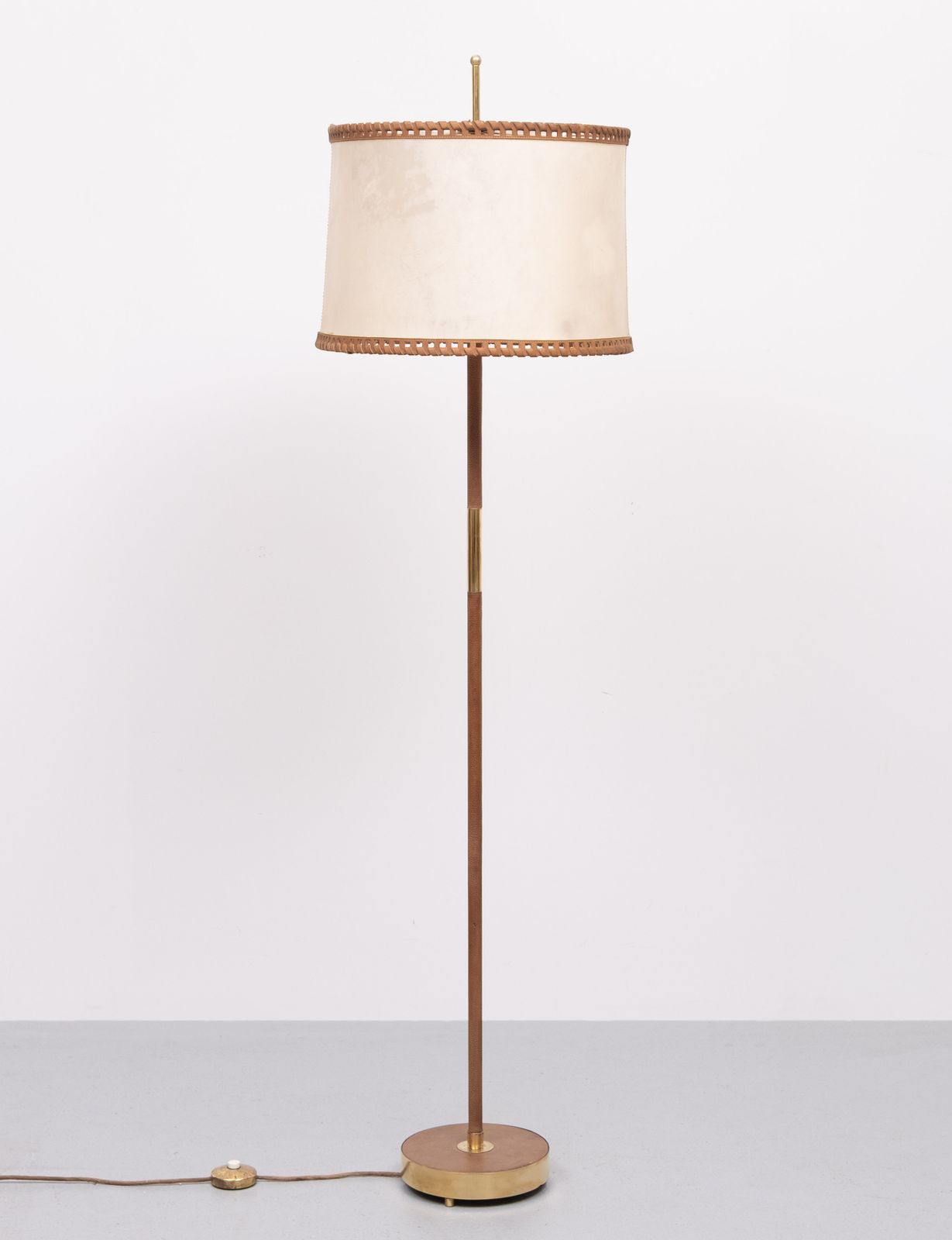 Floor Lamp Charlotte Wawer Parchment Shade Brass Details 1950s Germany