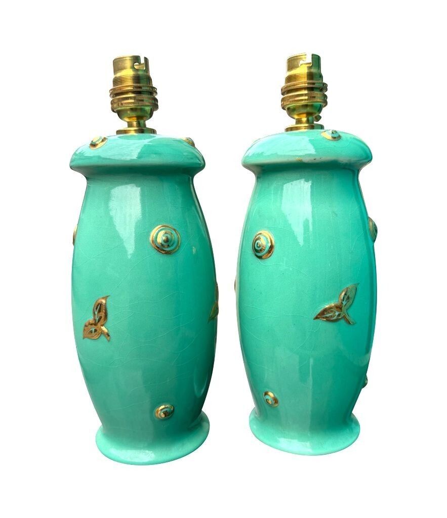 A Lovely Pair Of 1930s Royal Staffordshire Lamps By Clarice Cliff photo for sale