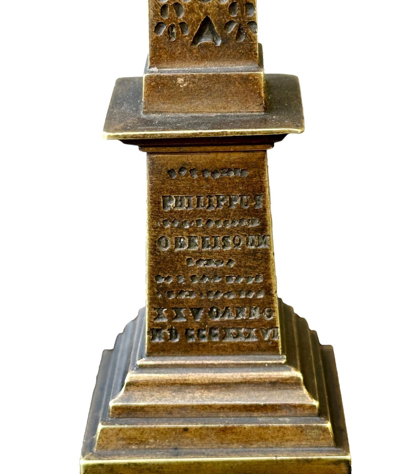 Antique 19th Century Bronze Louxor Obelisk, Souvenir Of Paris, Egyptian Revival Decor photo buy