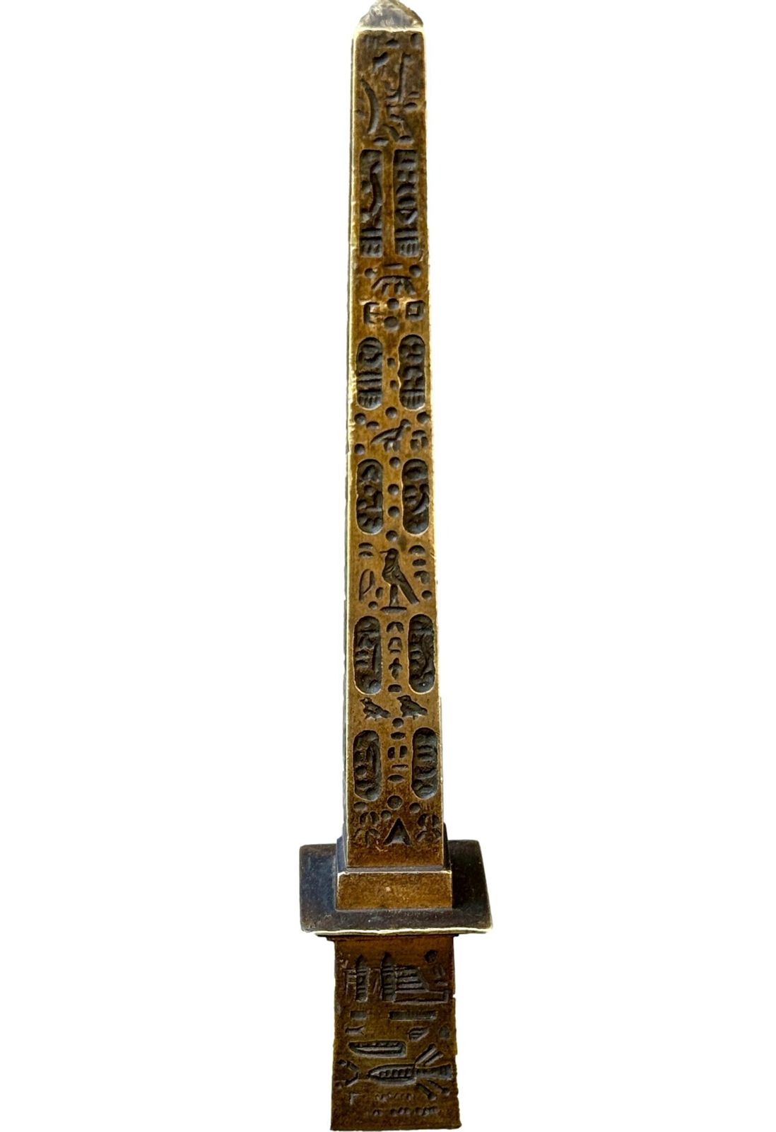 597.0 Antique 19th Century Bronze Louxor Obelisk, Souvenir Of Paris, Egyptian Revival Decor photo