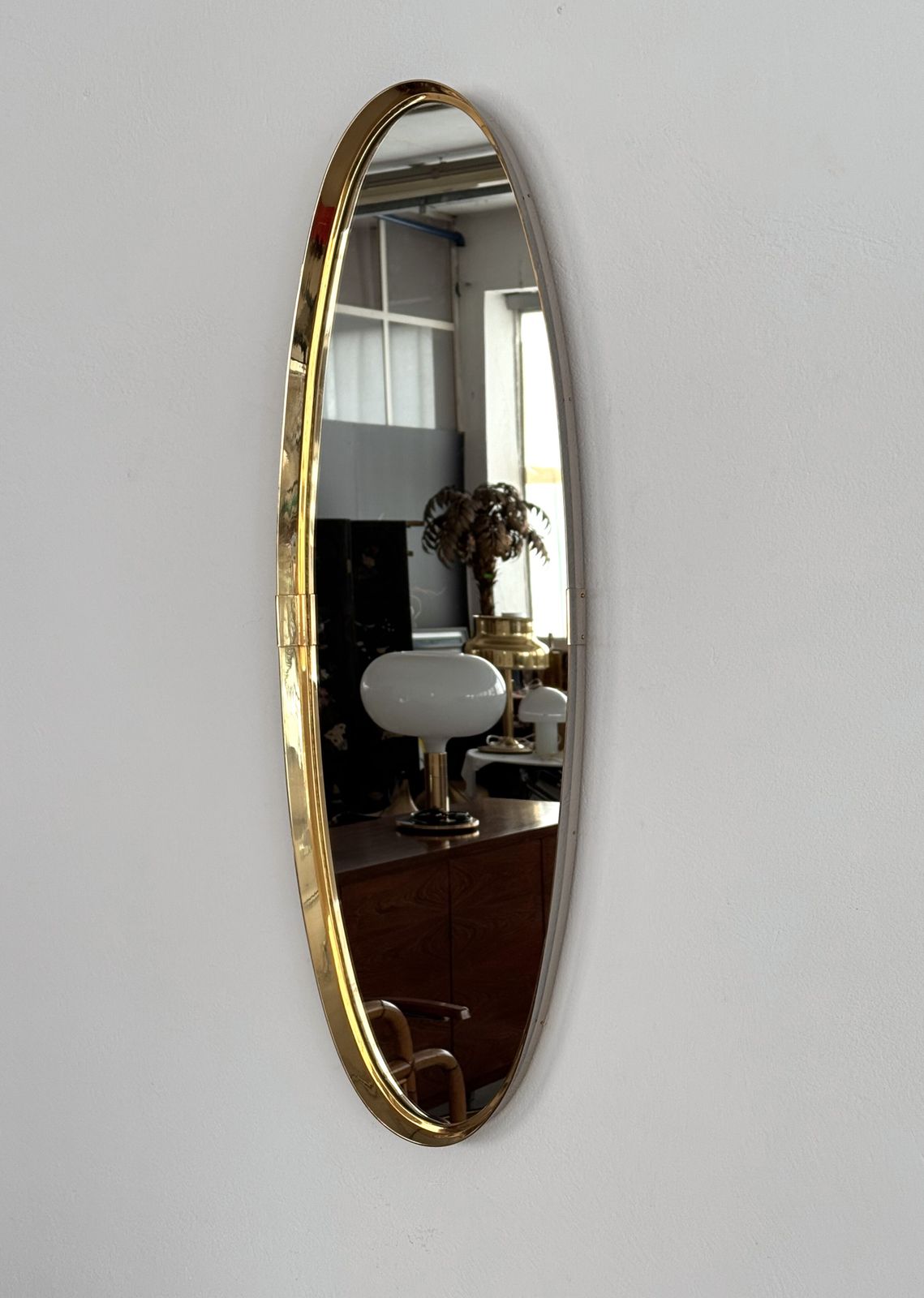 Large Wall Mirror In Brass By Vereinigte Werkstätten München, 1970s photo furniture