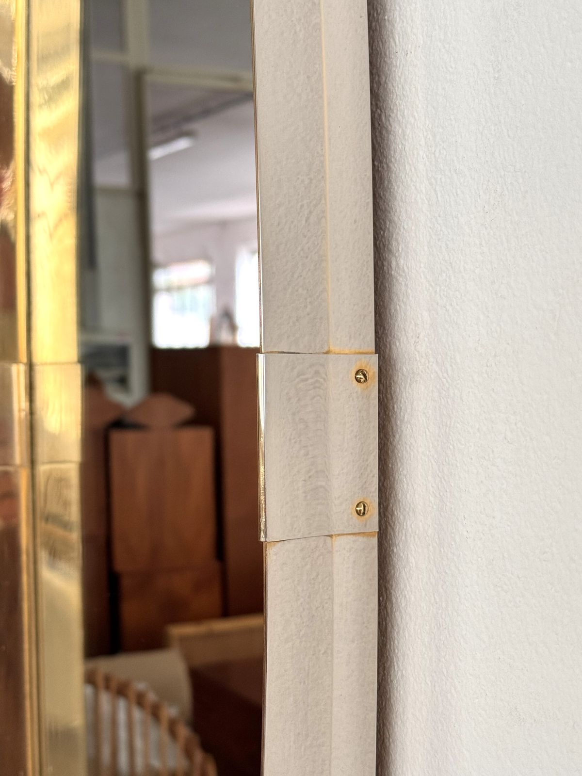 Large Wall Mirror In Brass By Vereinigte Werkstätten München, 1970s photo buy