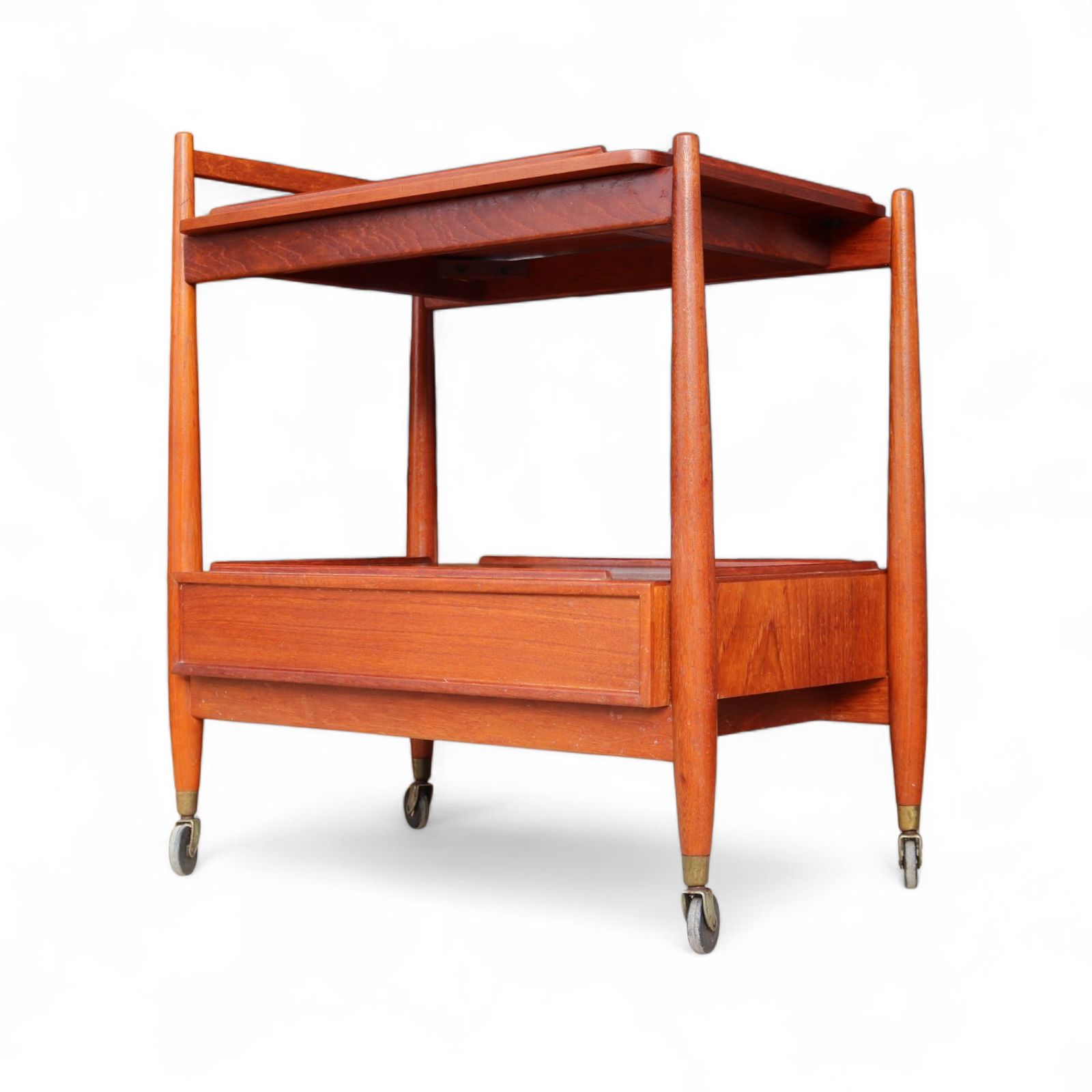 Furniture Mid Century White & Newton Teak 2 Tier Serving/Cocktail Trolley photo