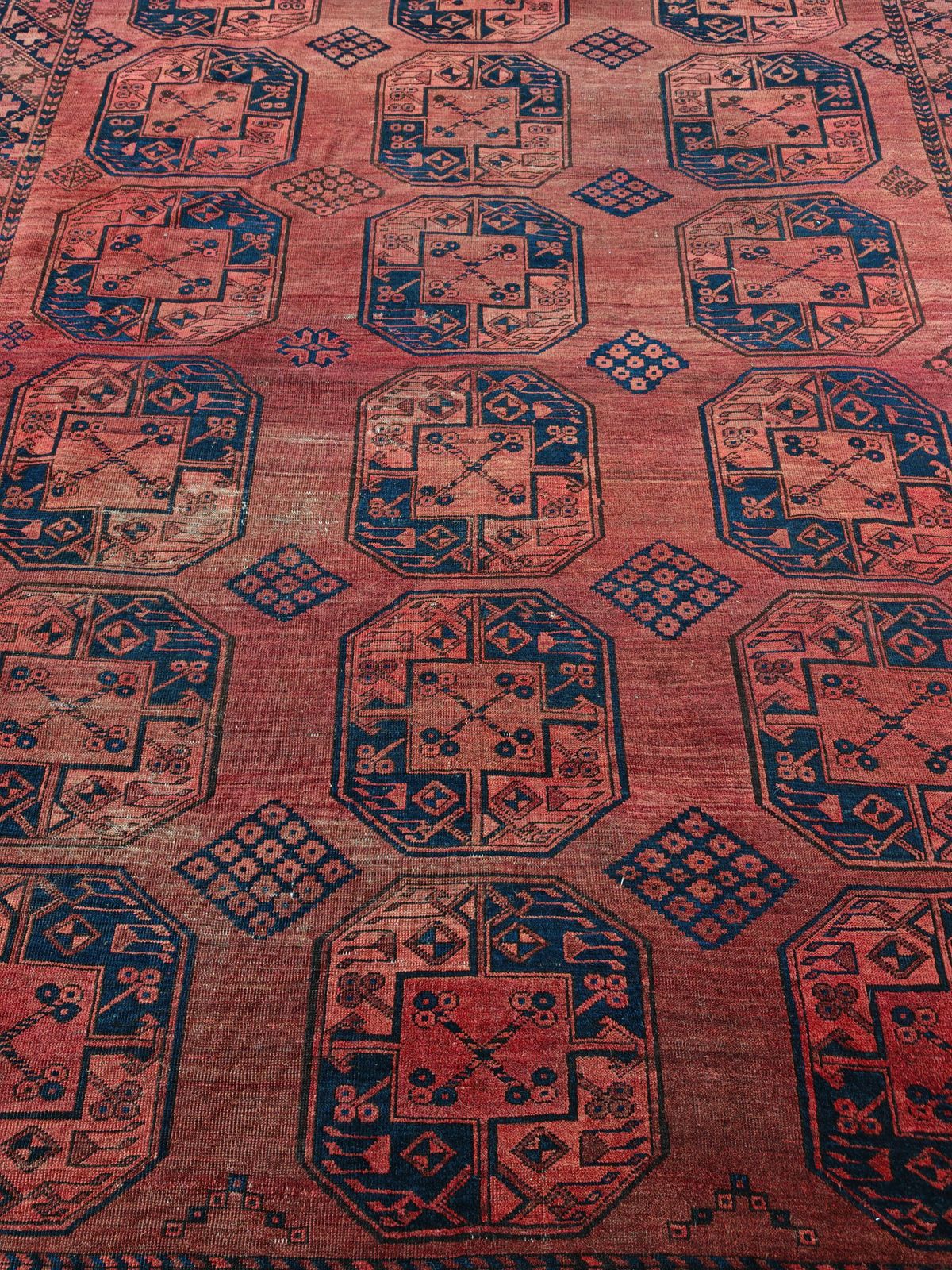 Textiles Antique Turkmen Ersari Rug, Hand Knotted In 100% Wool, Afghanistan 1920s photo