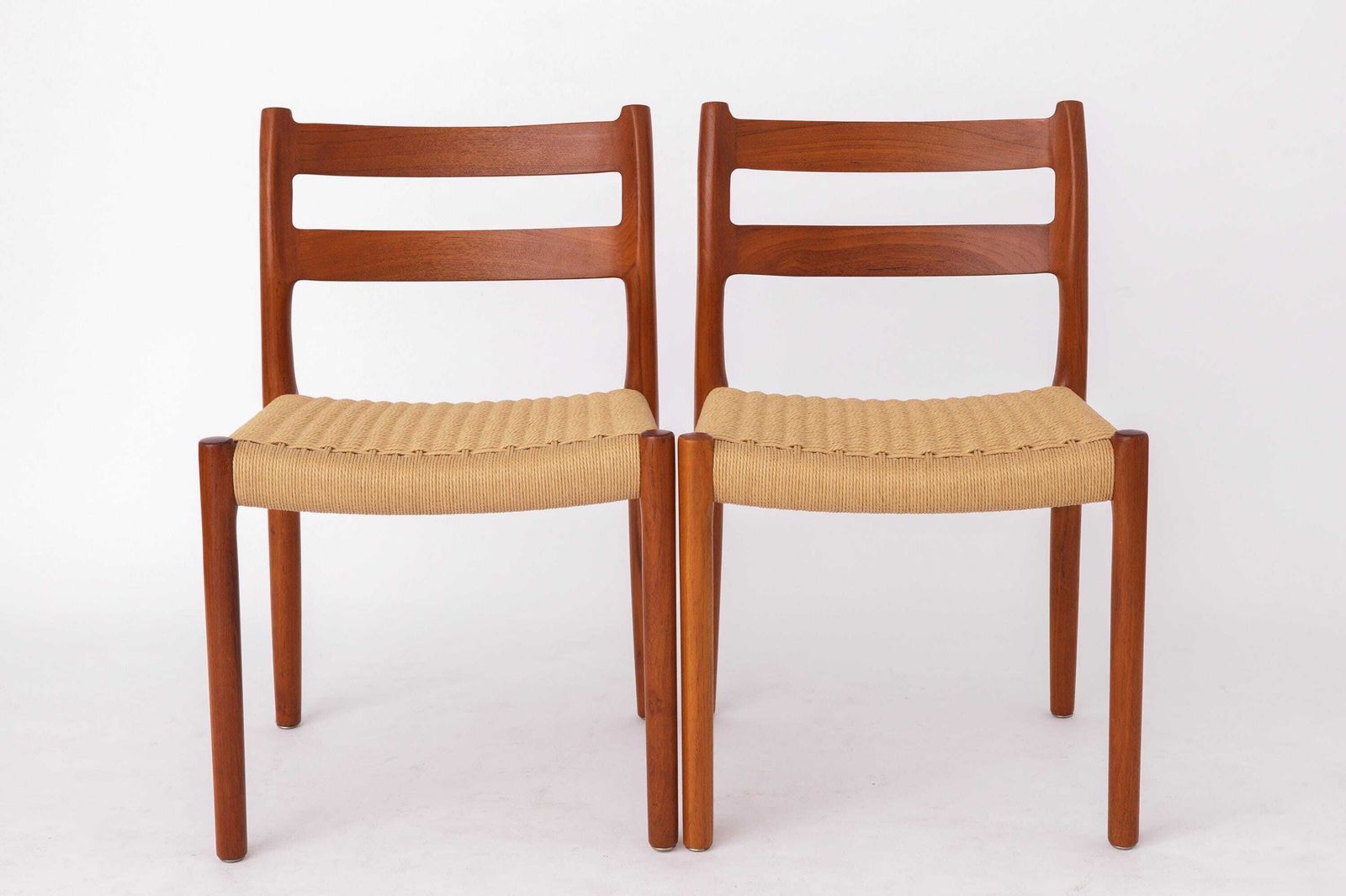 Set Of 4 Niels Otto Møller Model 84 Chairs – Danish Teak & Paper Cord, 1970s | Vintage Mid Century Modern Dining Chairs photo 2376.0